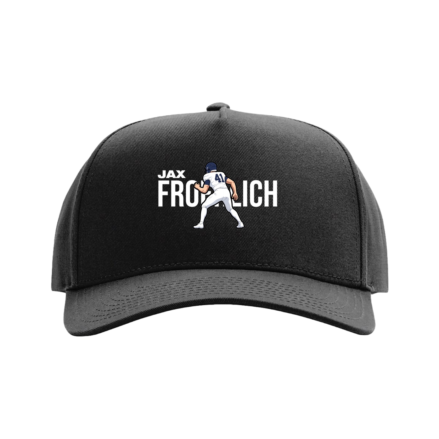Full Fabric Five-Panel Champ Cap — Player Name in Black