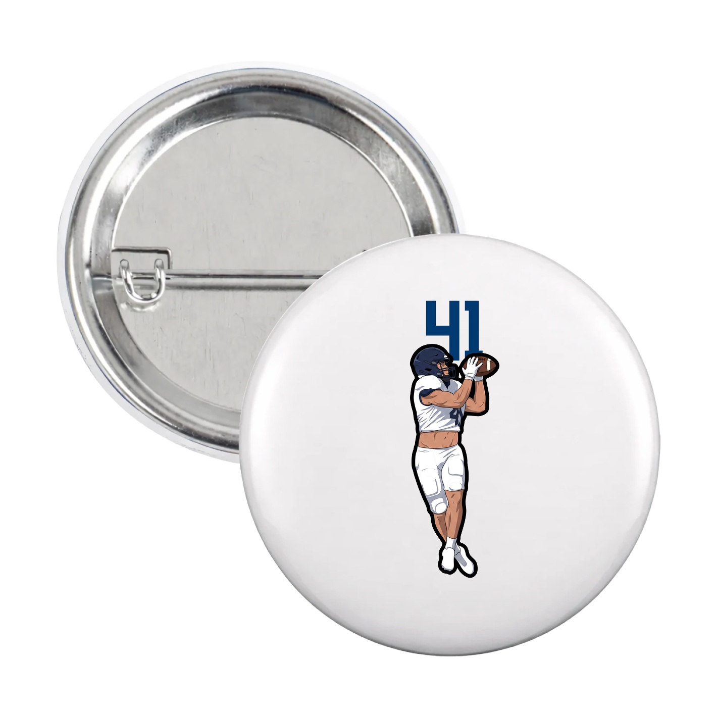 Game Day Button — Number Top in White
