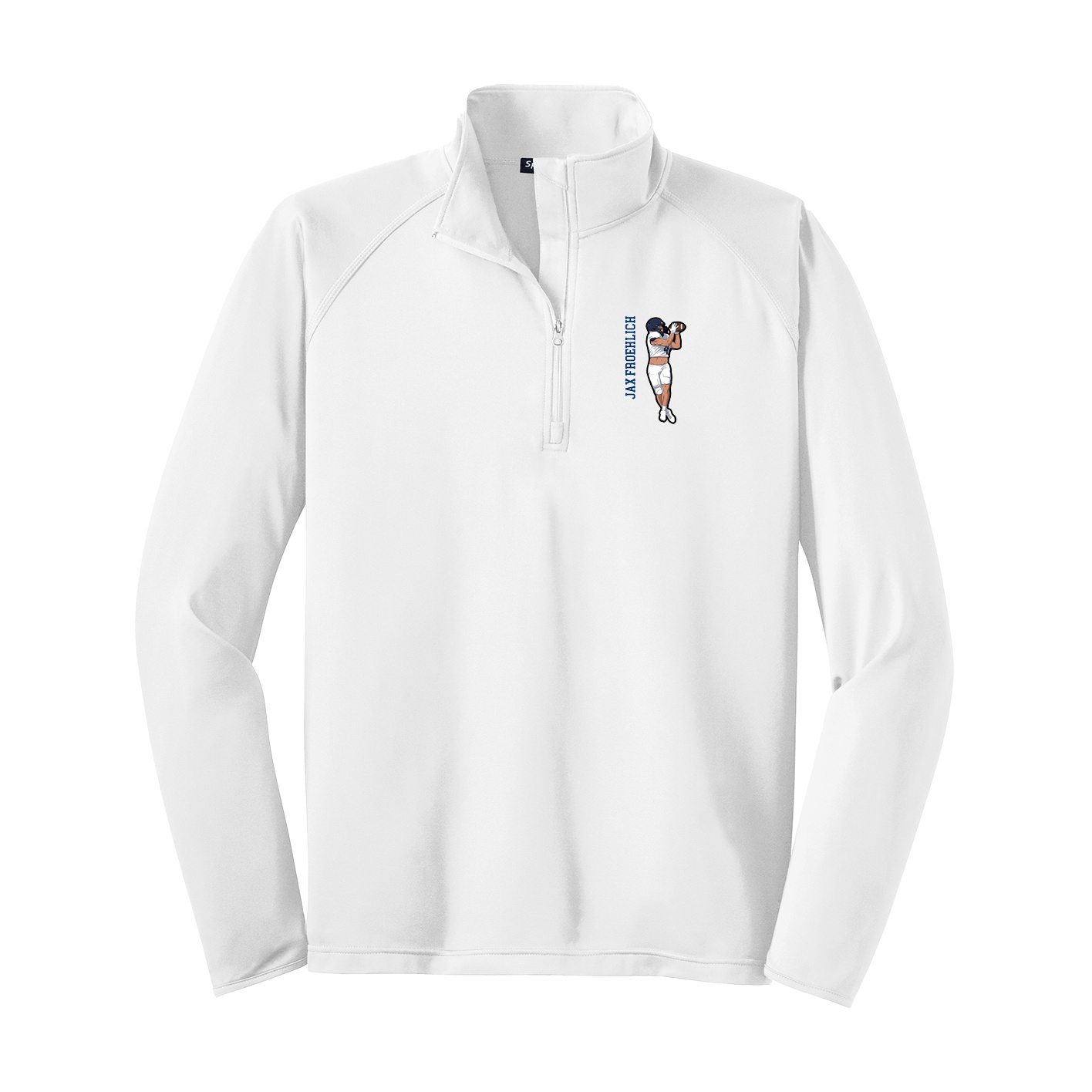 Q-Zip Pullover — Name Vertical in White