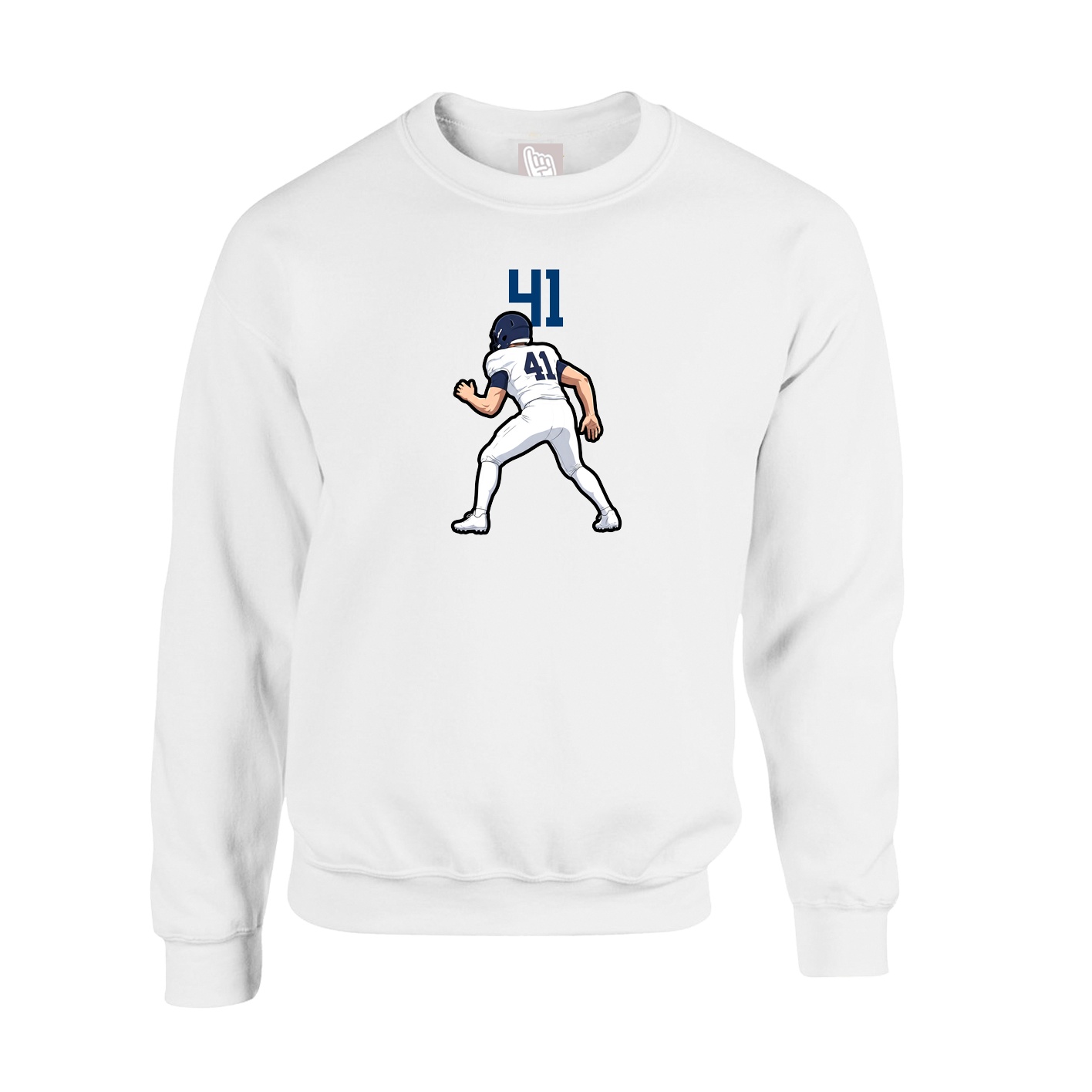 Fleece Crew — Number Top in White
