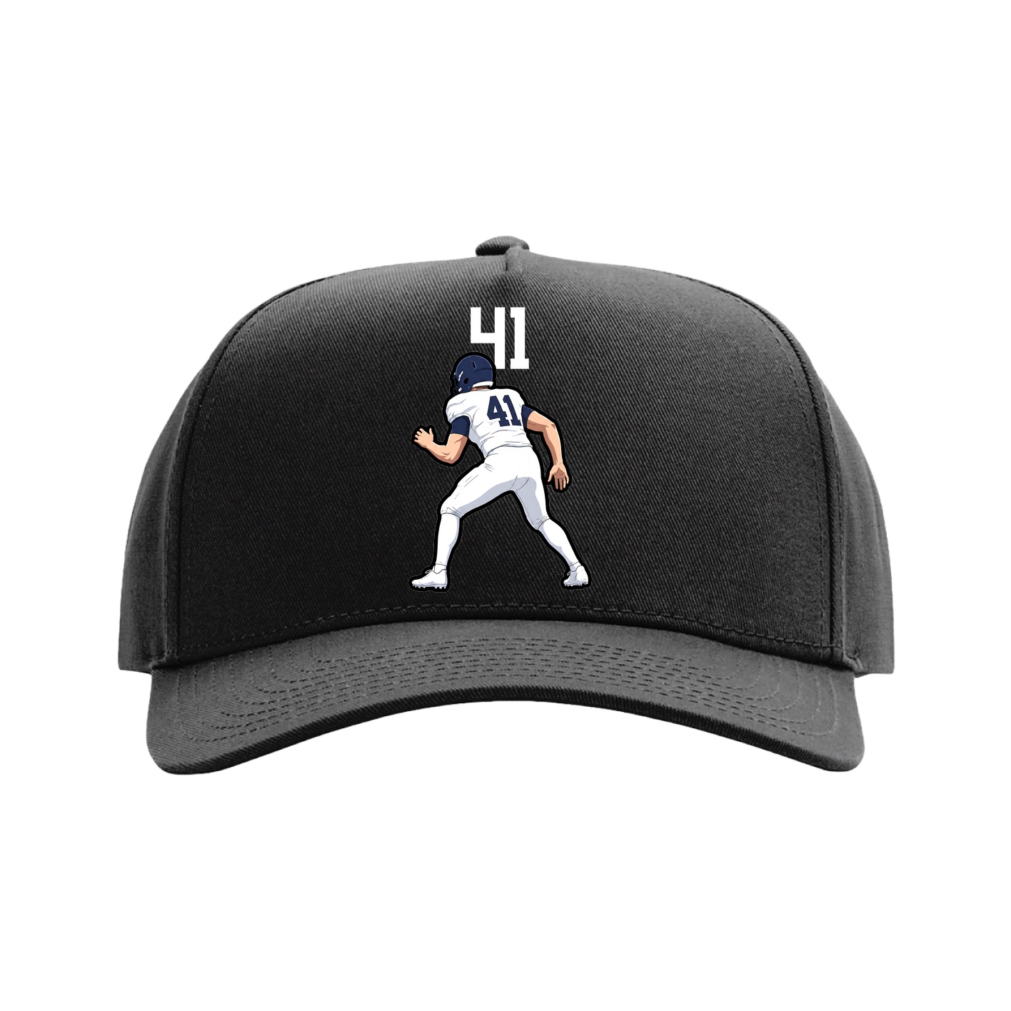 Full Fabric Five-Panel Champ Cap — Number Top in Black