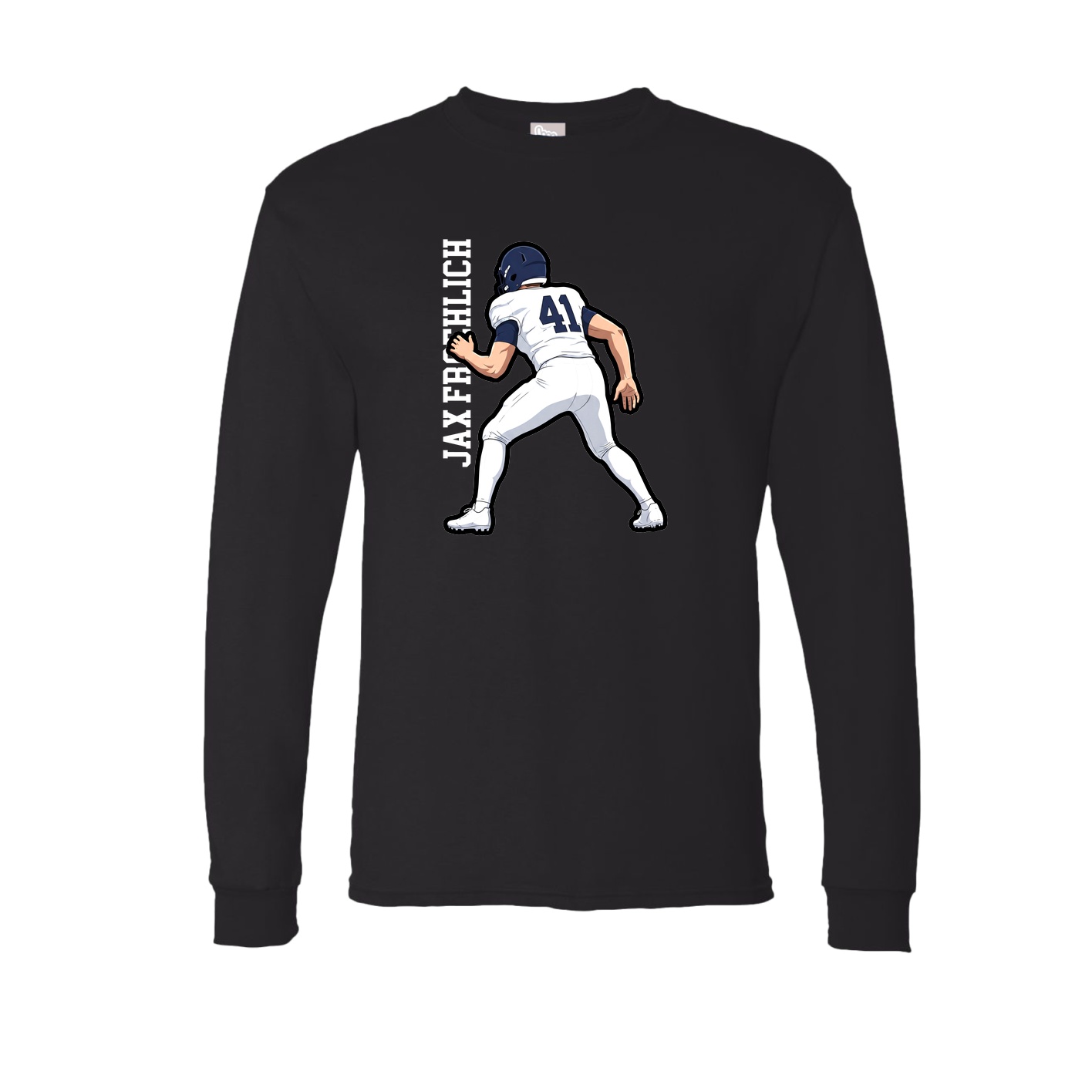 Long Sleeve Tee — Name Vertical in Black