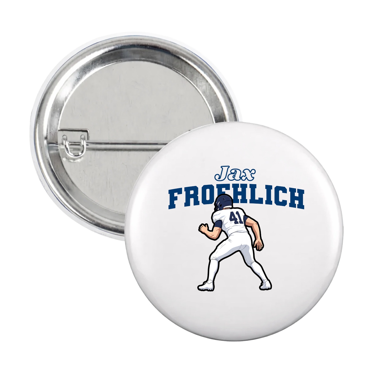 Game Day Button — Name Arch in White