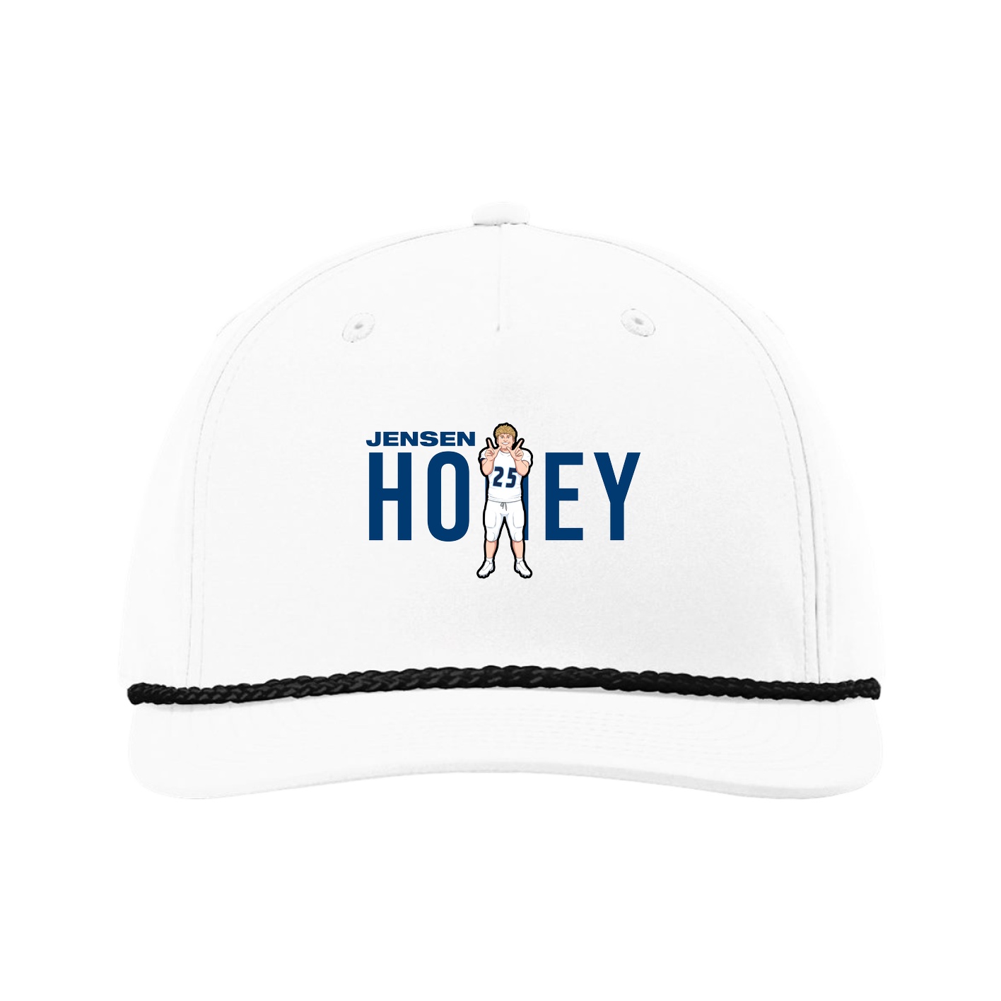 Five-Panel Classic Rope Cap — Player Name in White