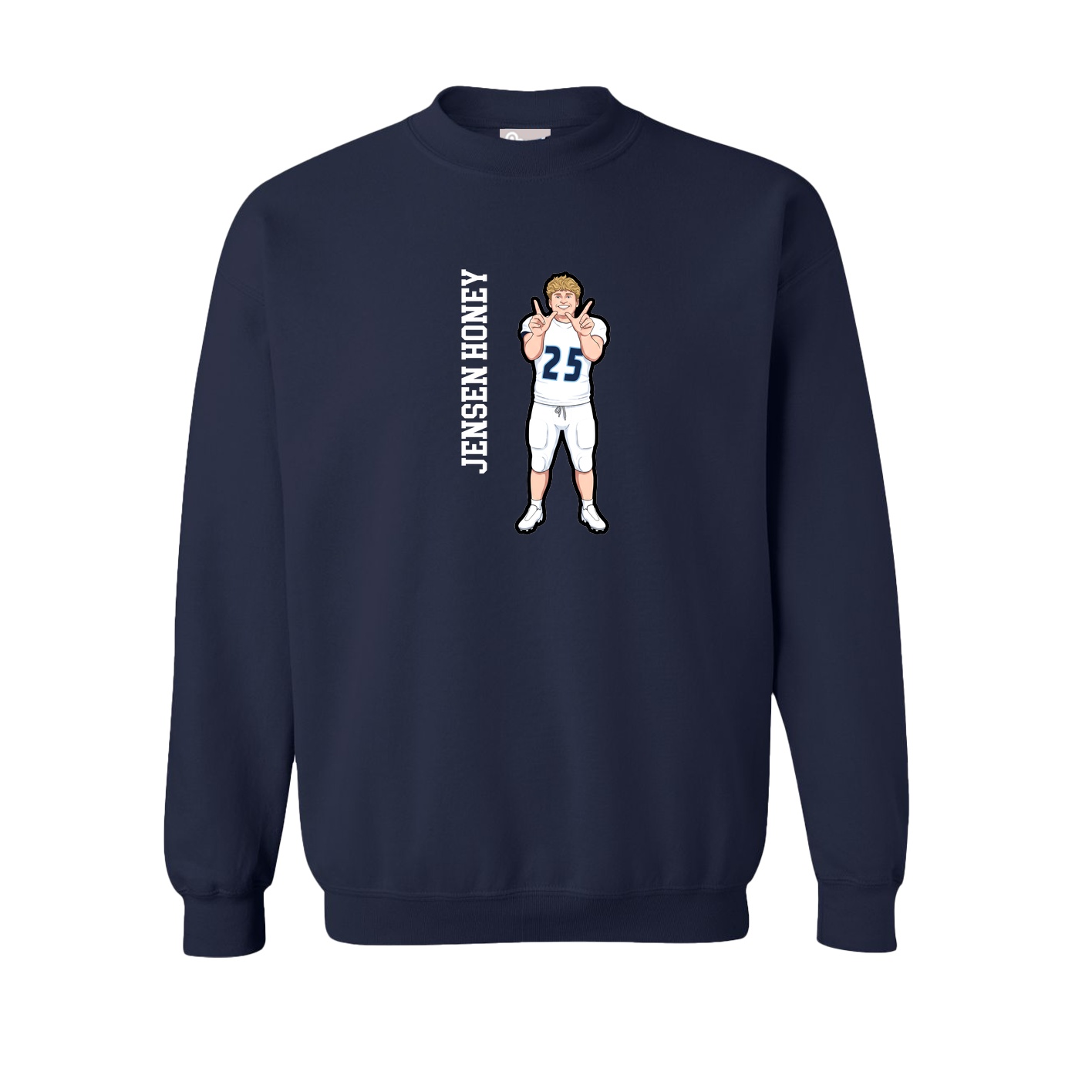 Fleece Crew — Name Vertical in Navy