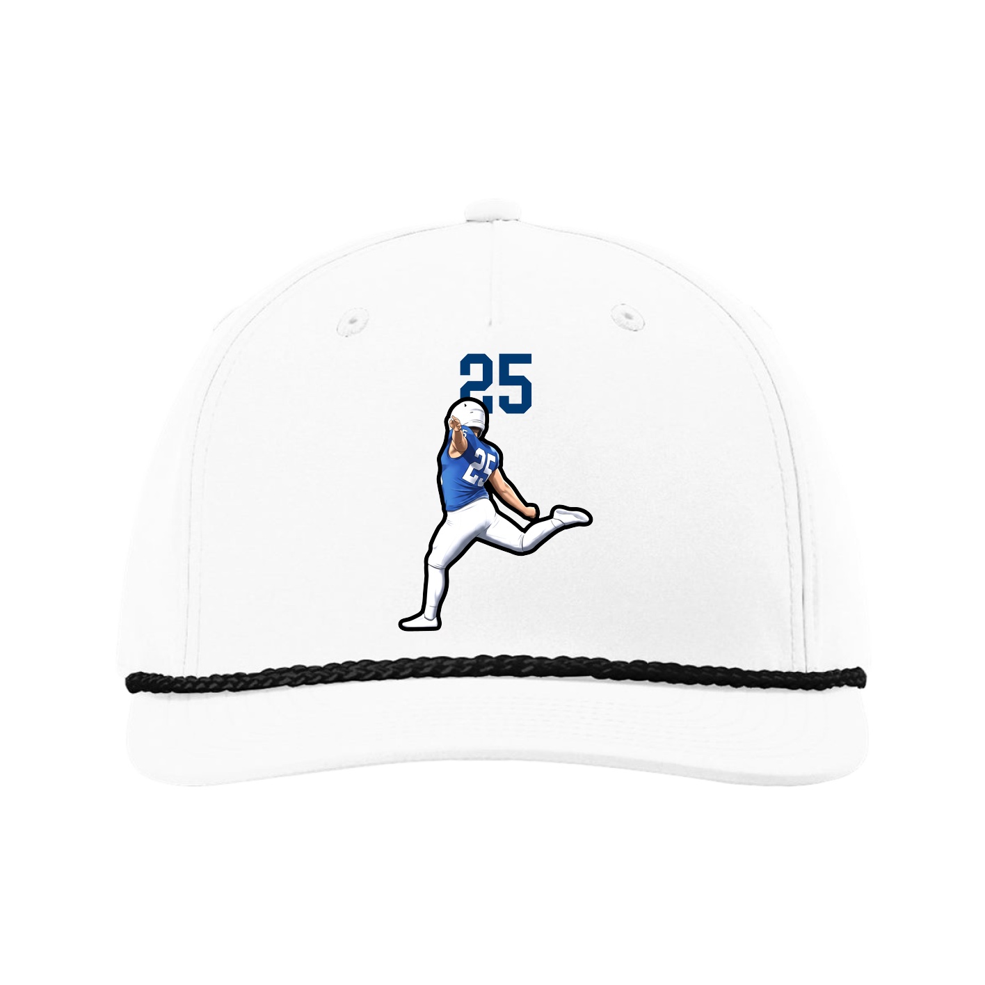 Five-Panel Classic Rope Cap — Number Top in White