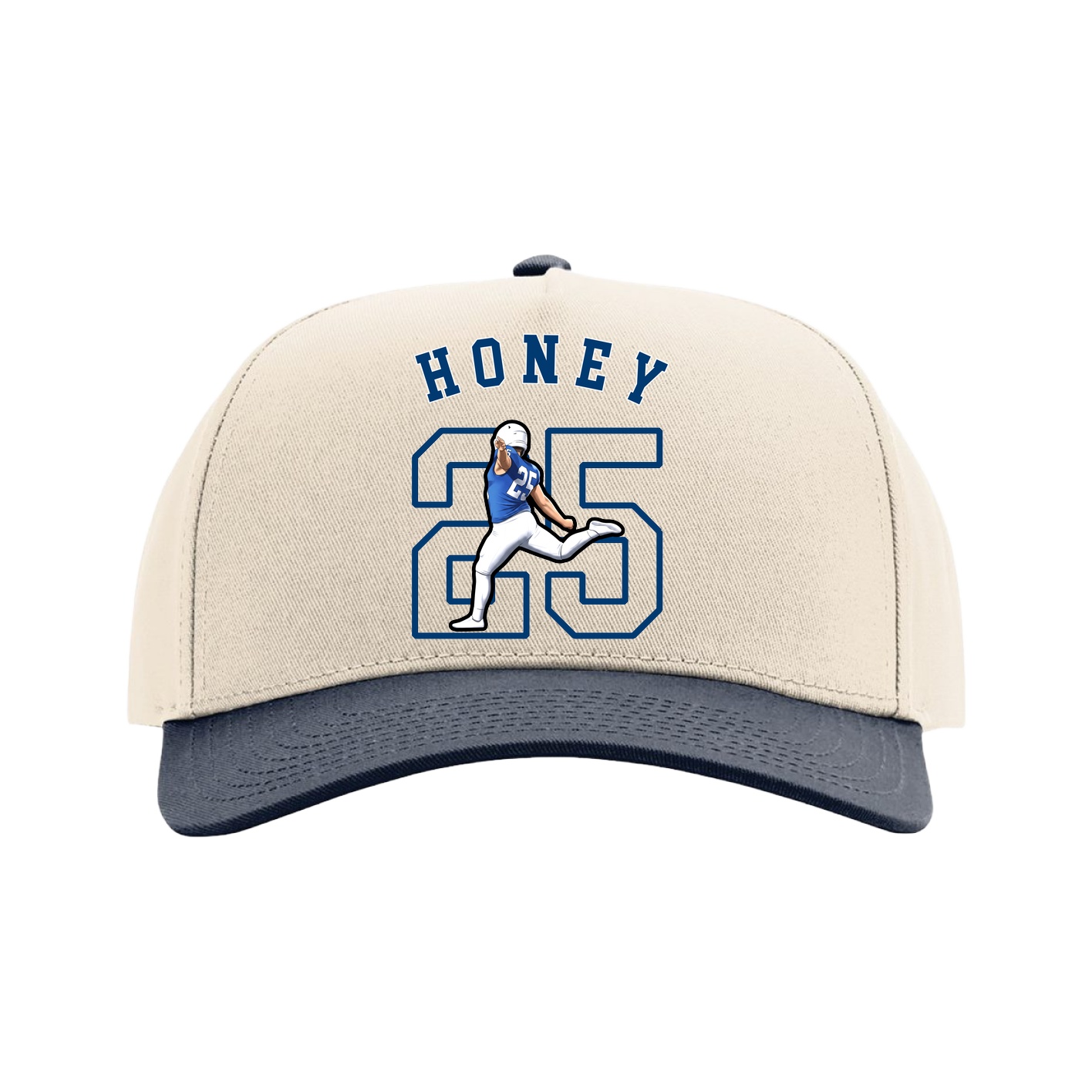 Full Fabric Five-Panel Champ Cap — Shirsey Arch in Cream/Navy