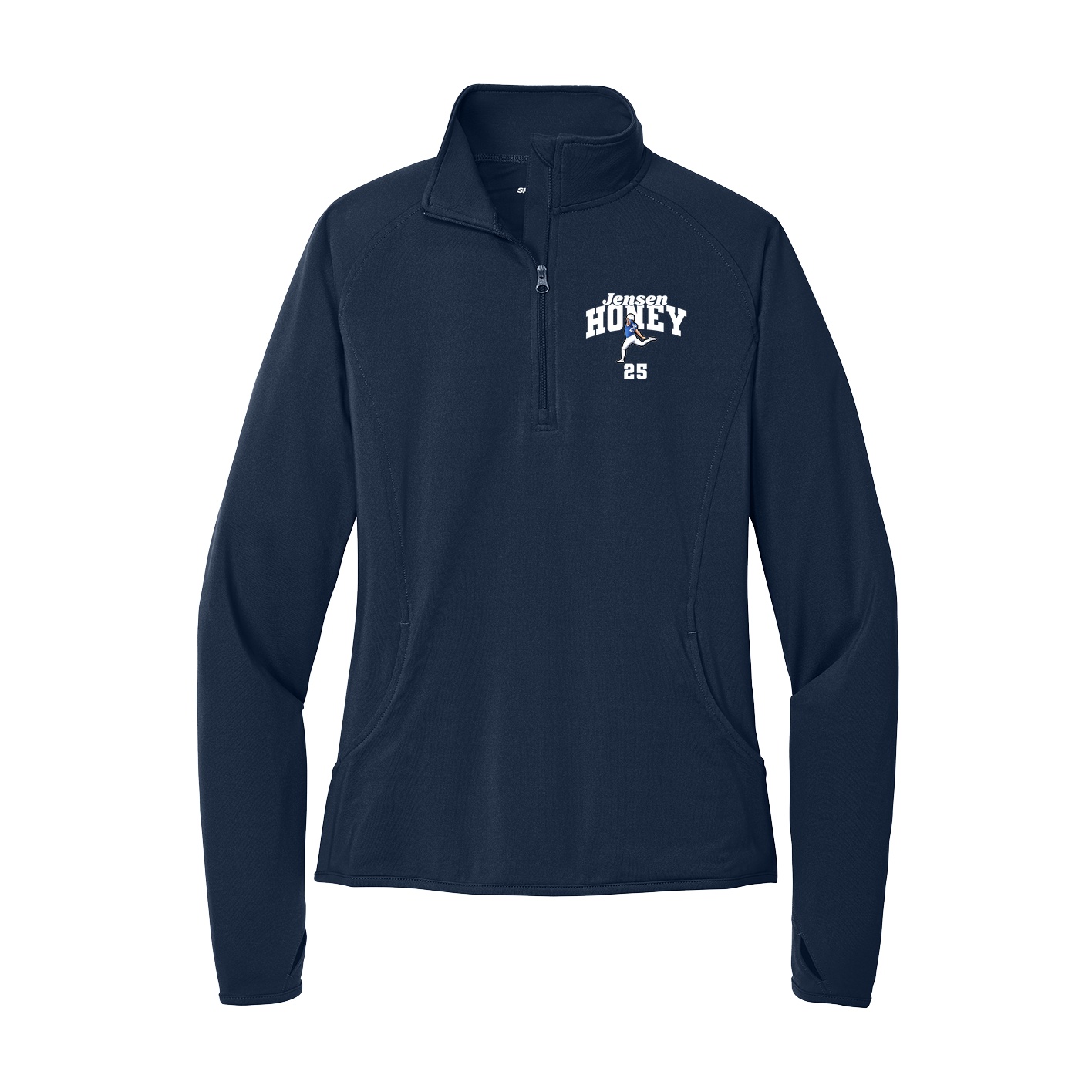 Women's Q-Zip Pullover — Signature Arch in Navy