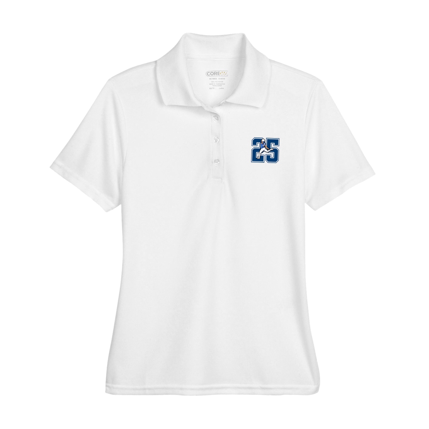 Womens Performance Polo — Number in White