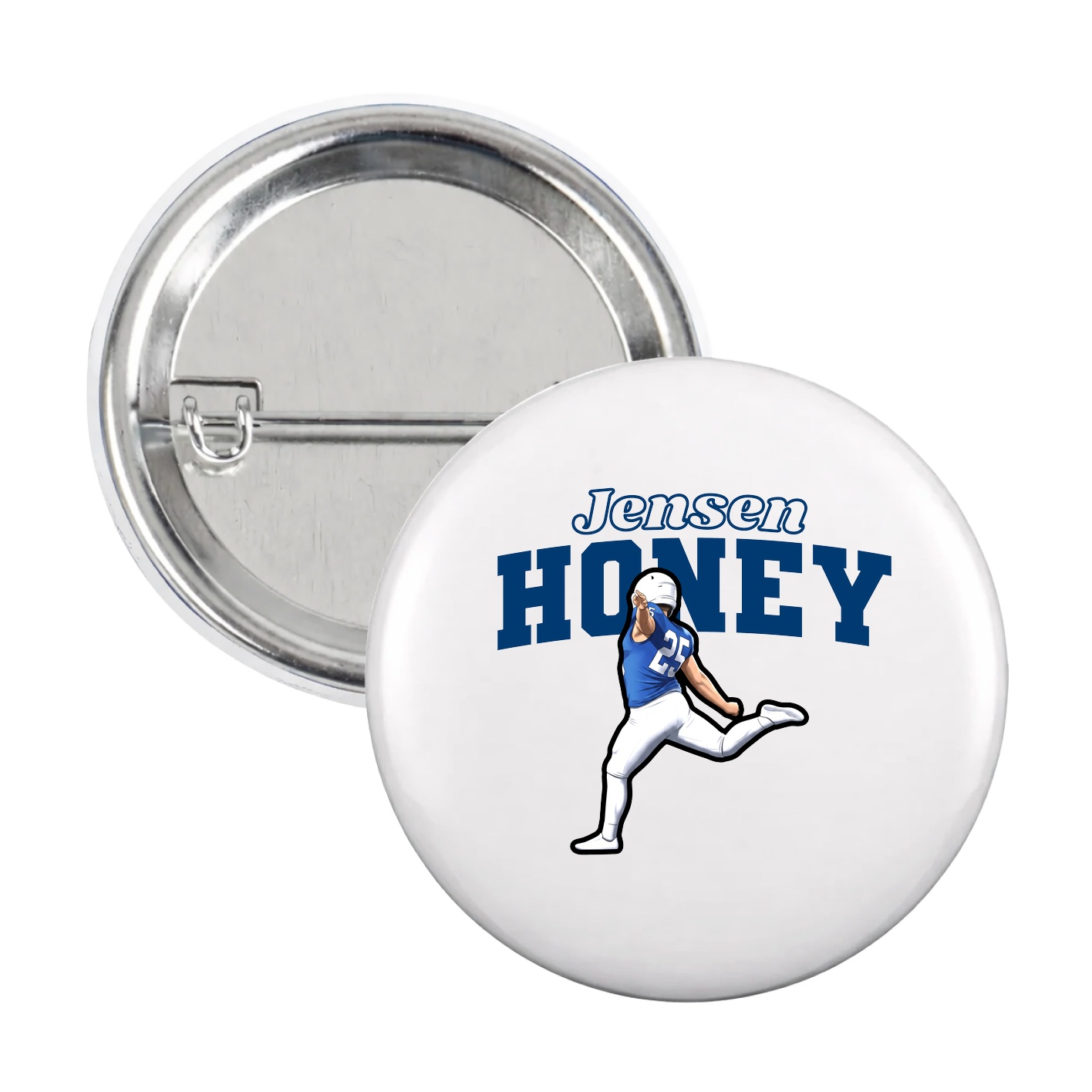 Game Day Button — Name Arch in White