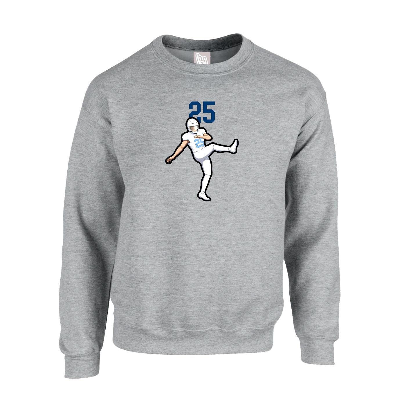 Fleece Crew — Number Top in Grey