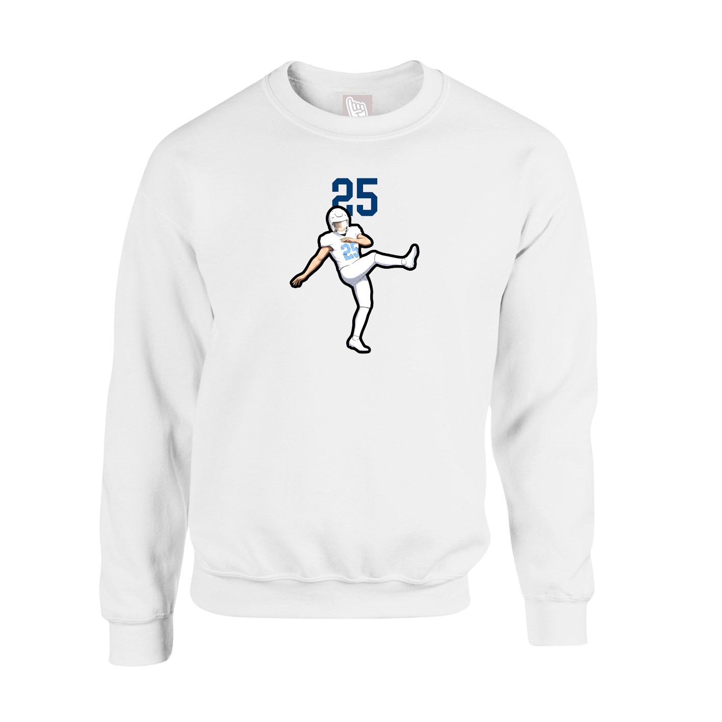 Fleece Crew — Number Top in White