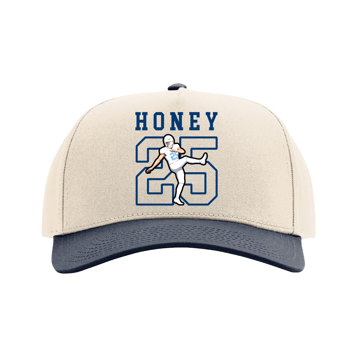 Full Fabric Five-Panel Champ Cap — Shirsey in Cream/Navy