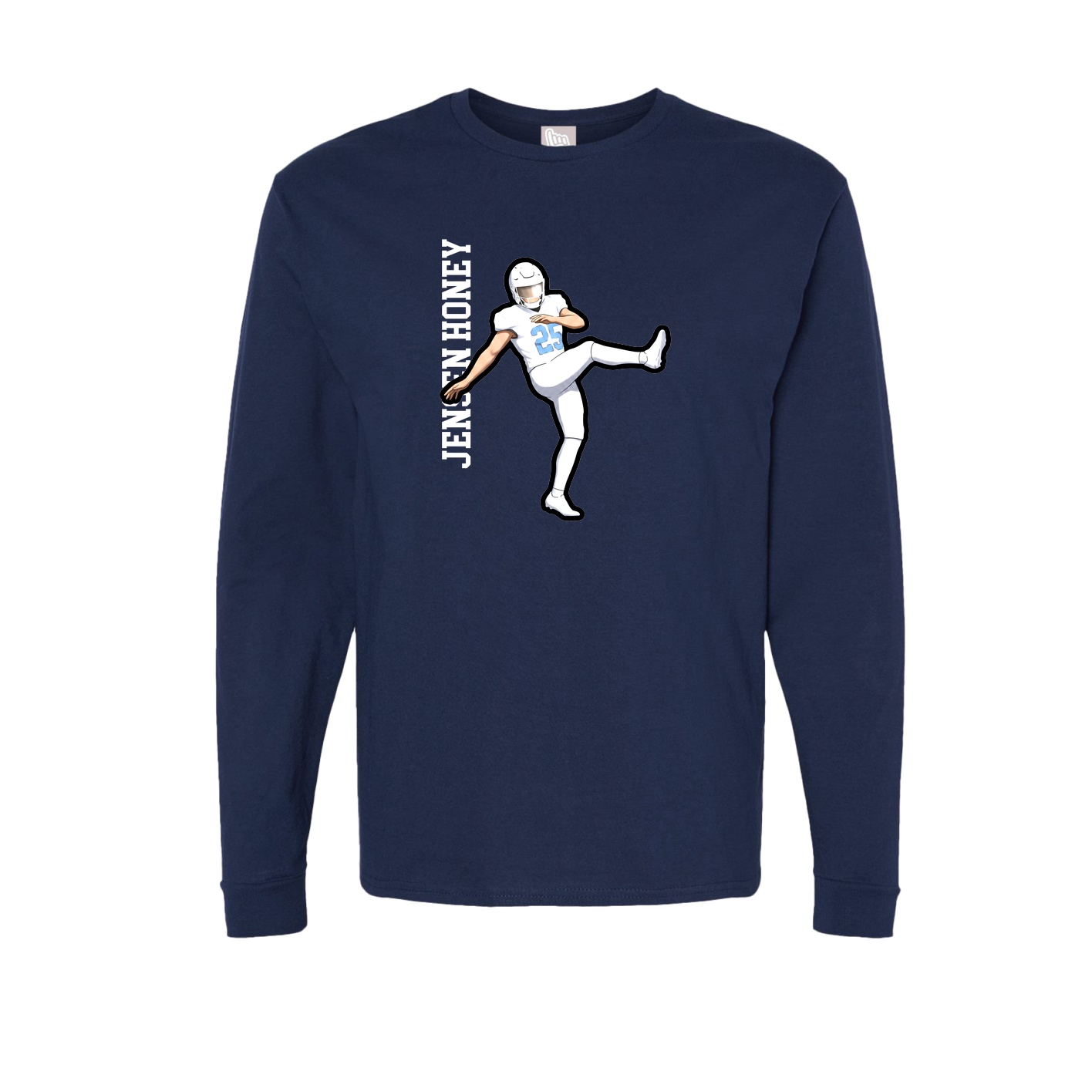 Long Sleeve Tee — Name Vertical in Navy