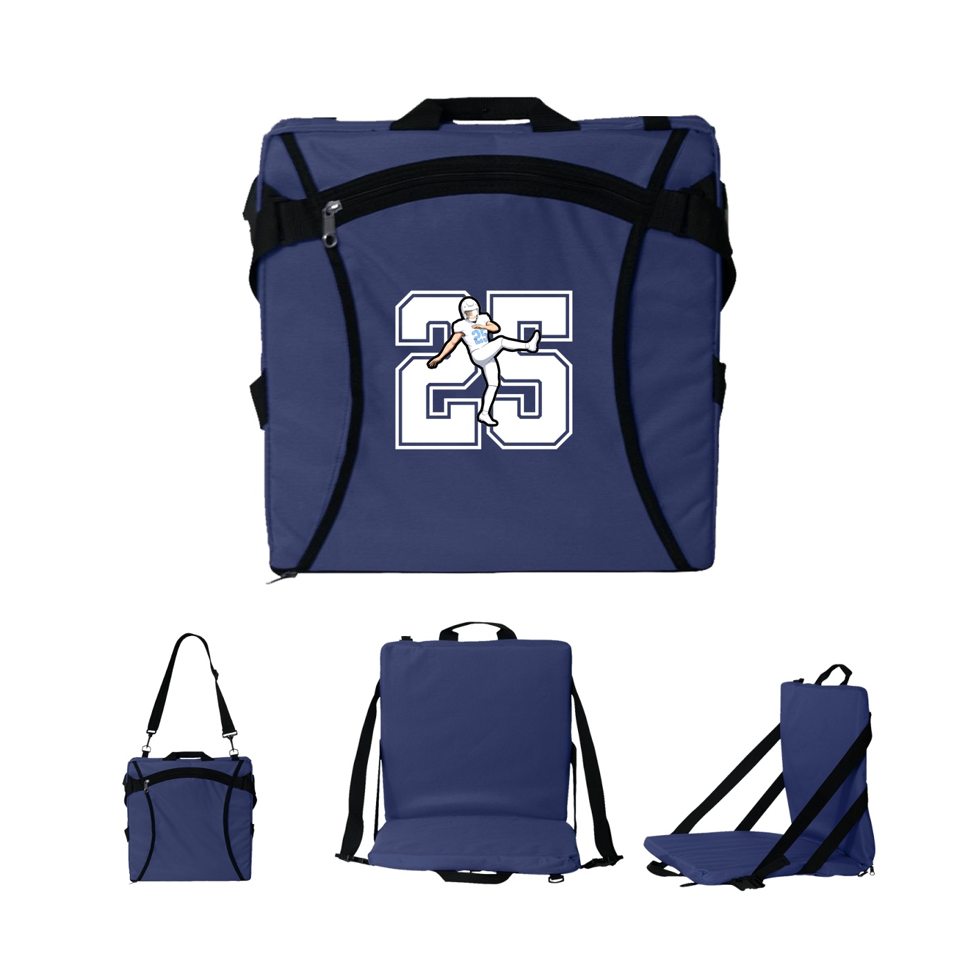 Folding Stadium Seat — Number in Navy