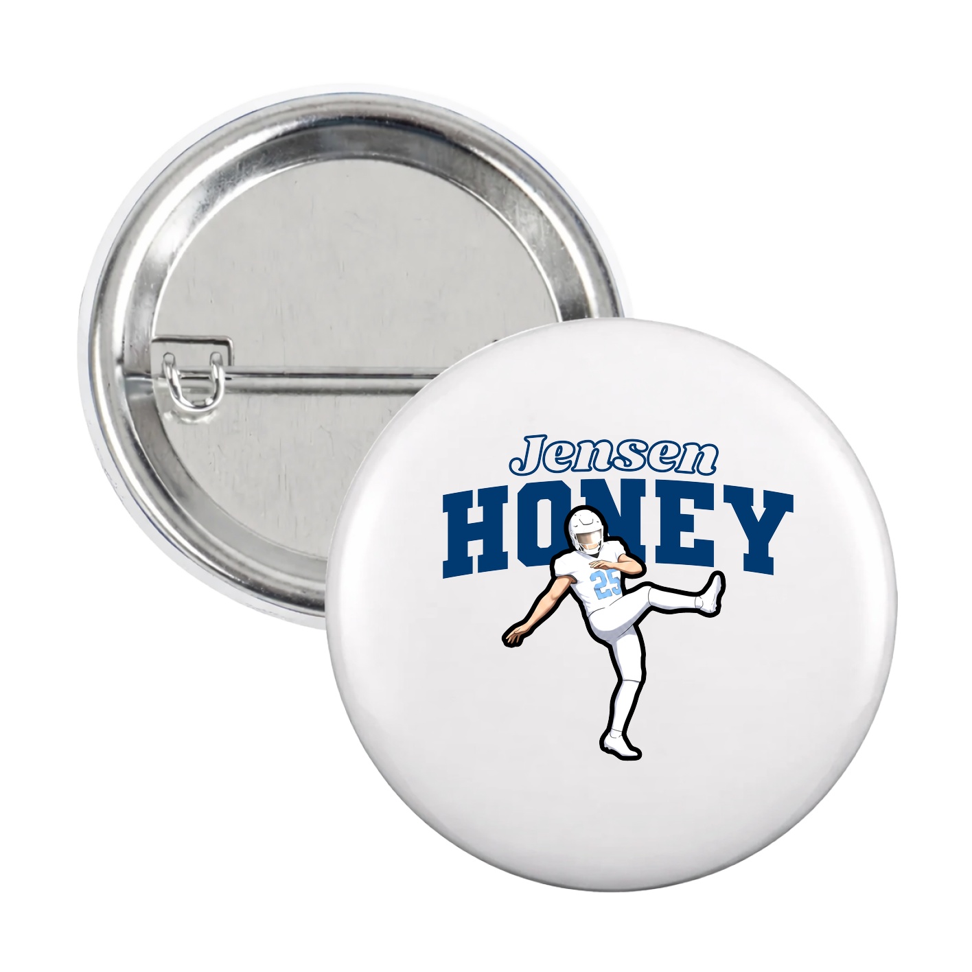 Game Day Button — Name Arch in White