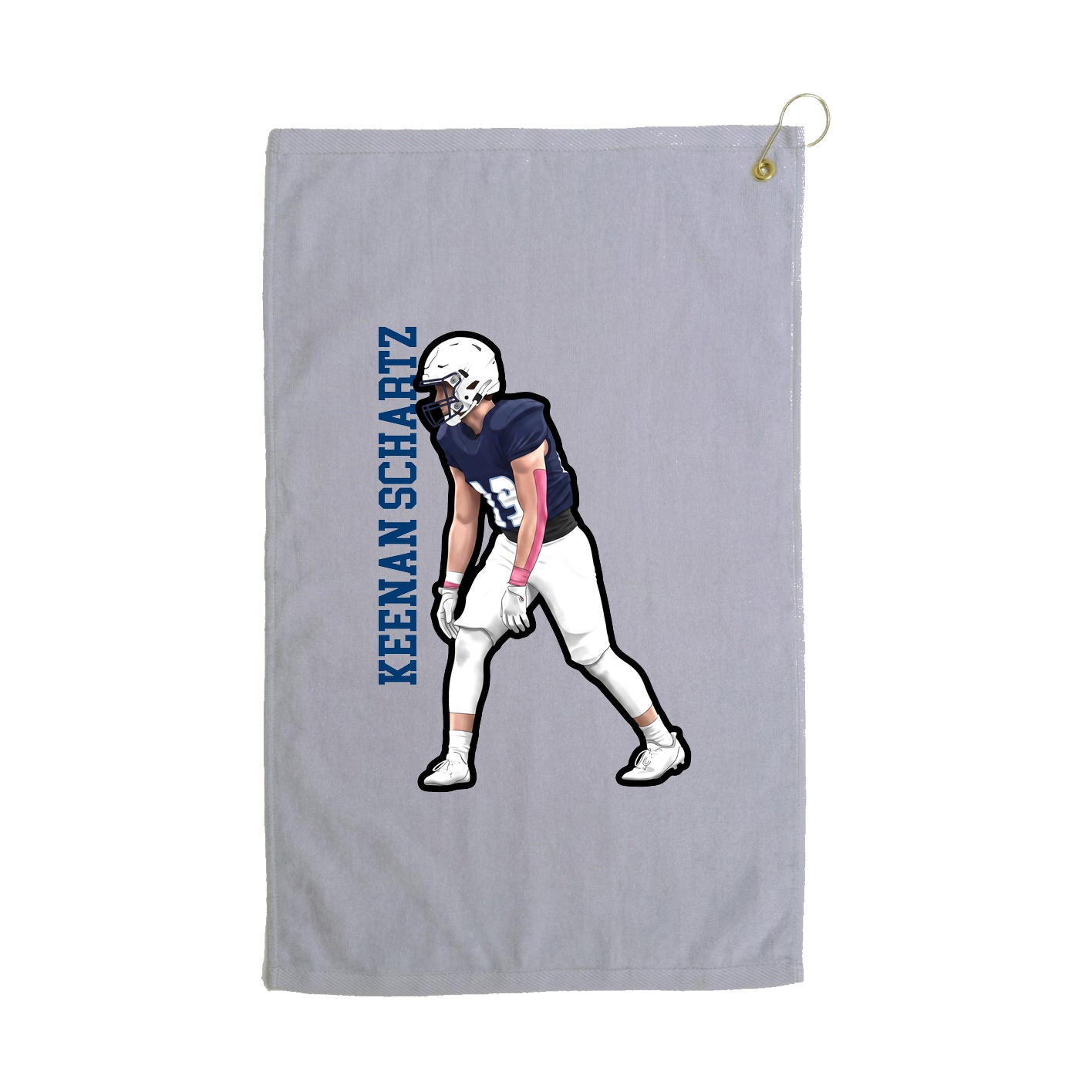 Golf Towel — Name Vertical in Grey