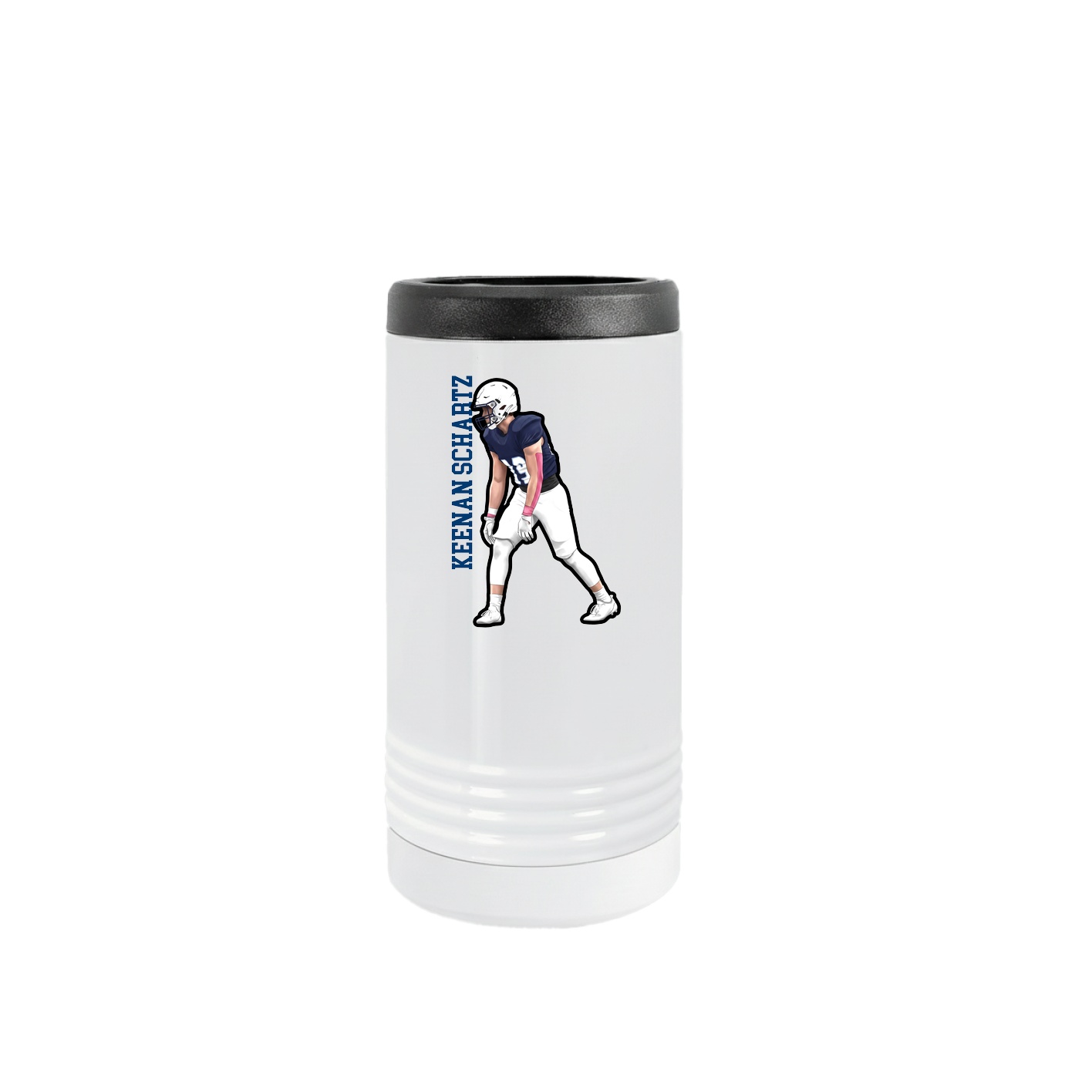 Slim Beverage Holder — Name Vertical in White