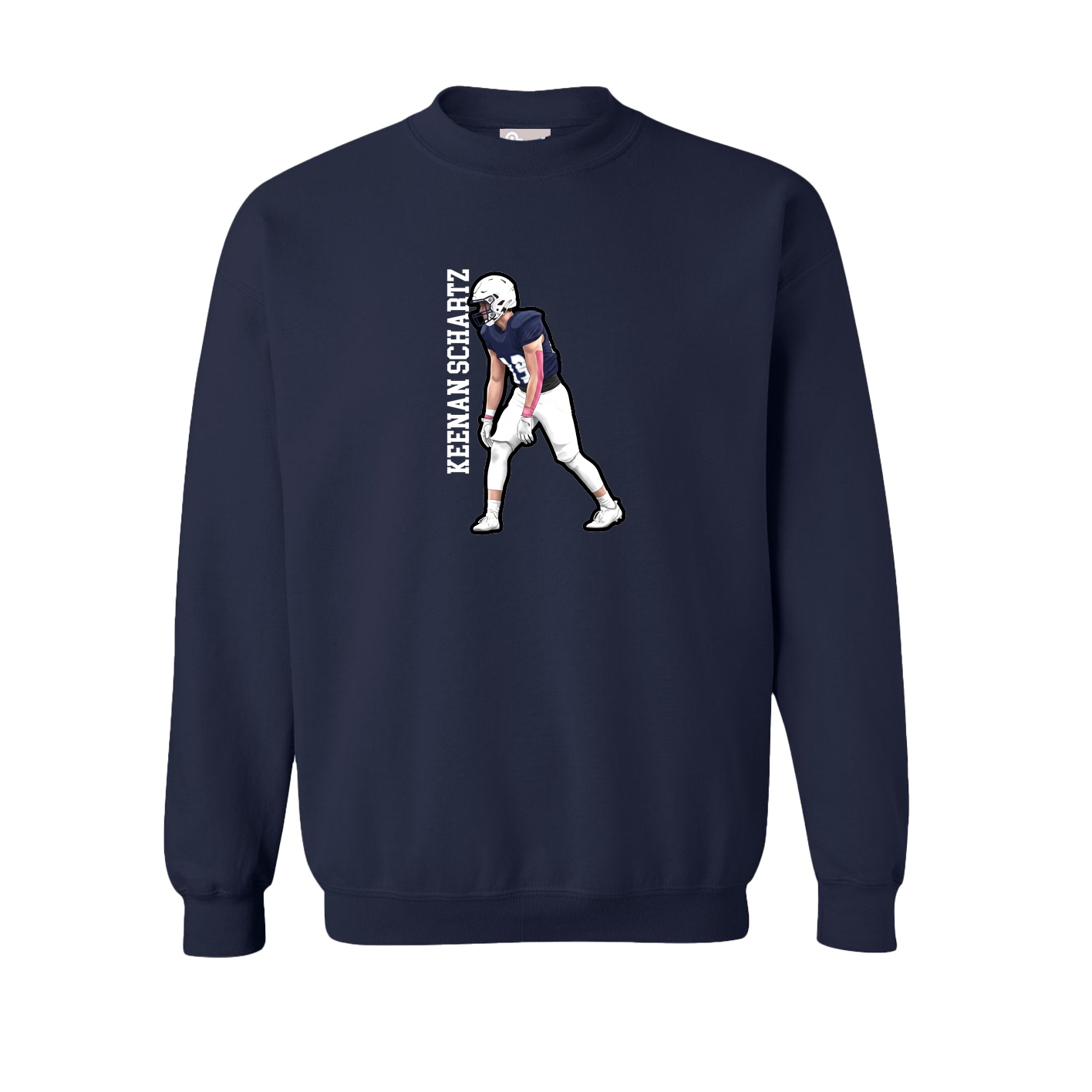 Fleece Crew — Name Vertical in Navy