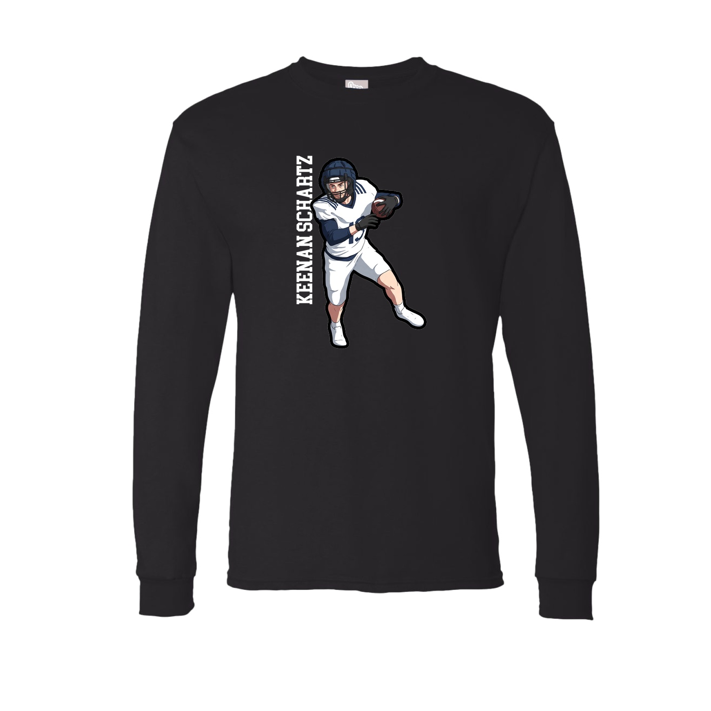 Long Sleeve Tee — Name Vertical in Black
