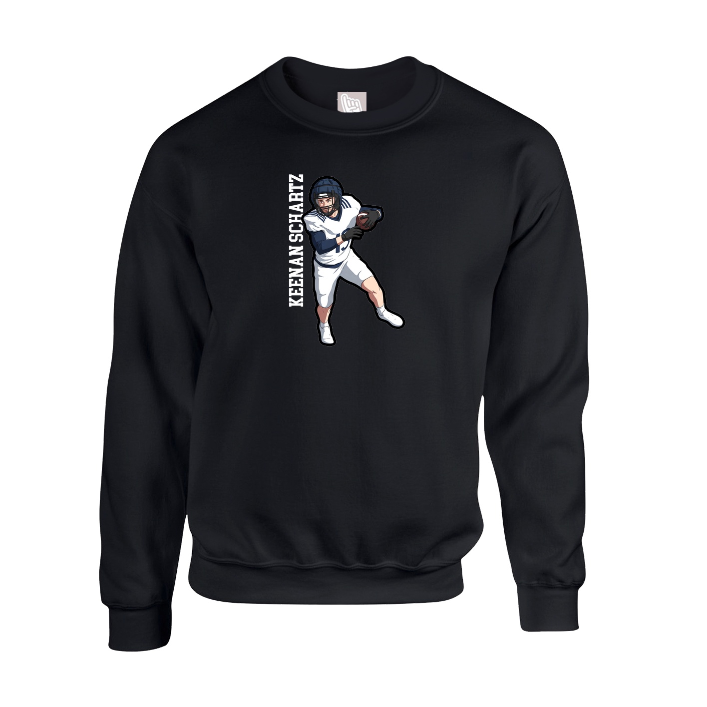 Fleece Crew — Name Vertical in Black