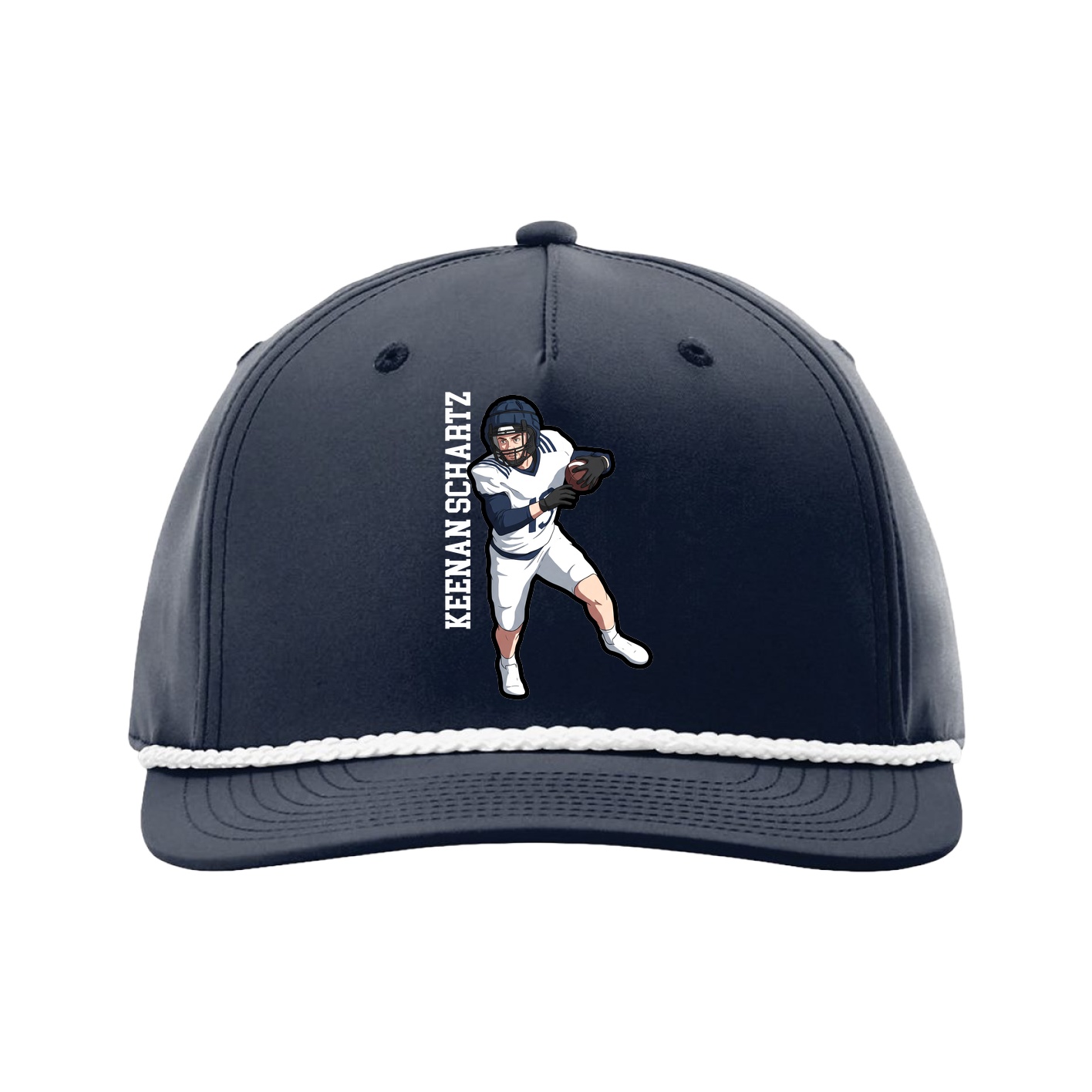 Five-Panel Classic Rope Cap — Name Vertical in Navy