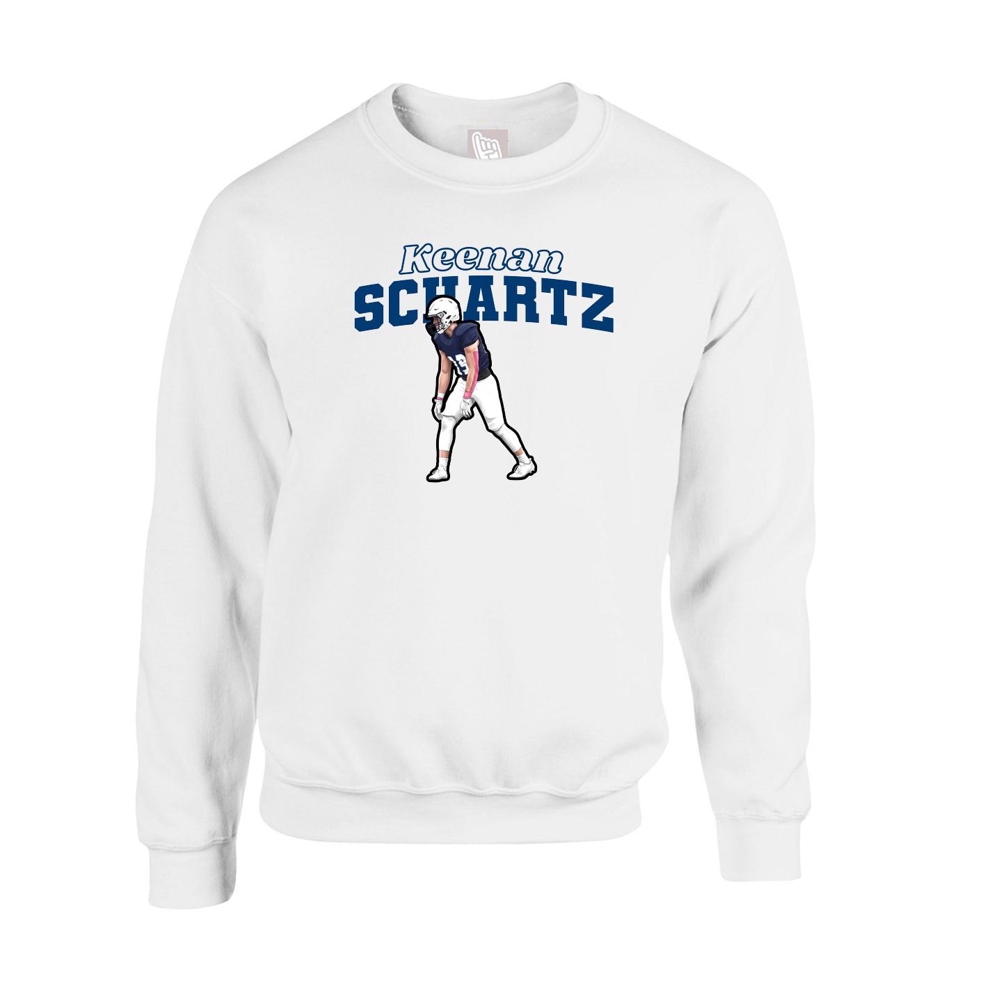 Fleece Crew — Name Arch in White