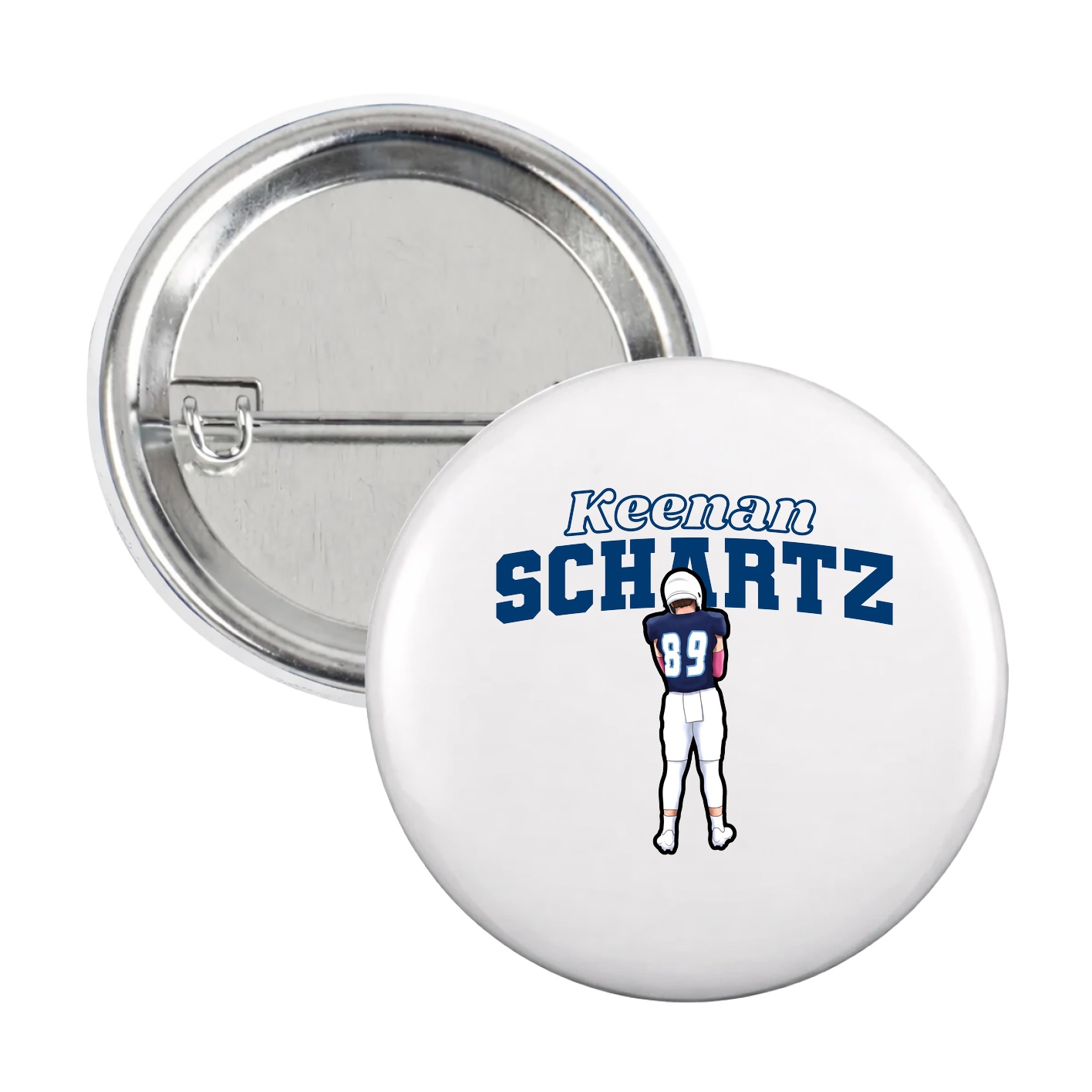 Game Day Button — Name Arch in White