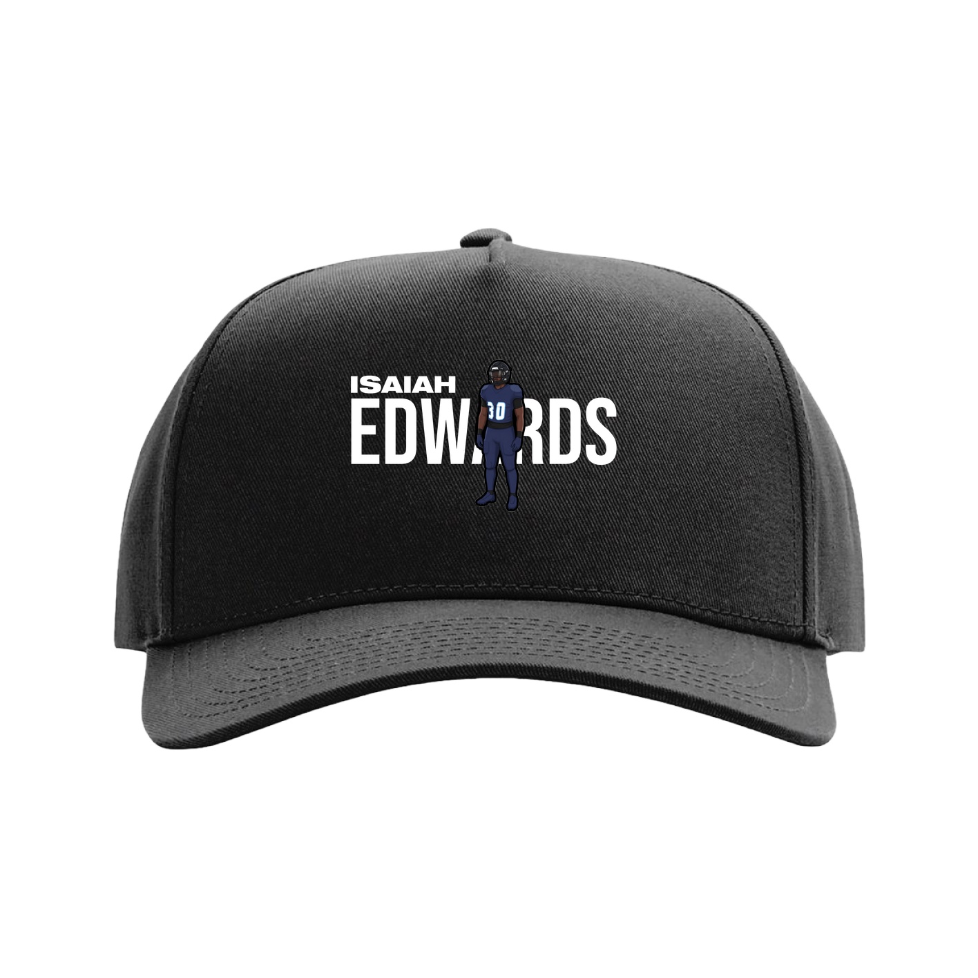 Full Fabric Five-Panel Champ Cap — Player Name in Black