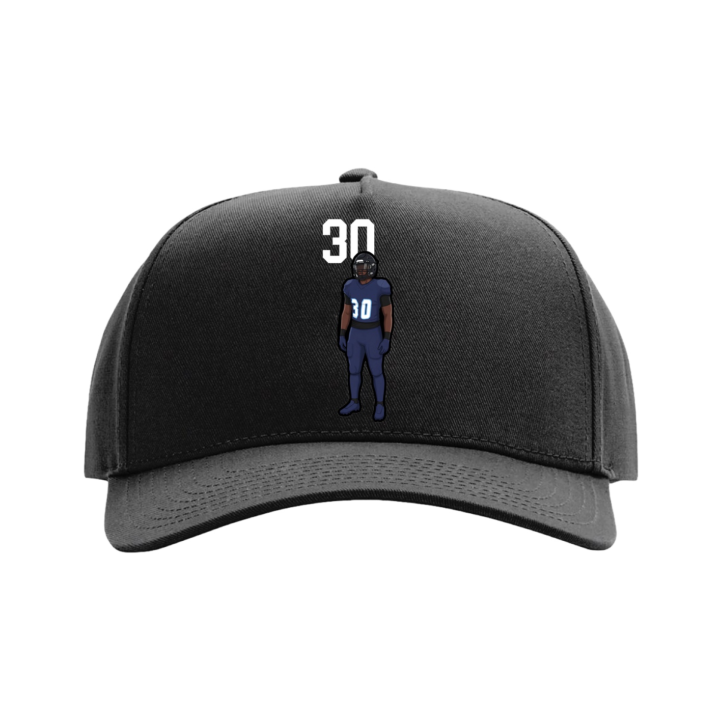 Full Fabric Five-Panel Champ Cap — Number Top in Black