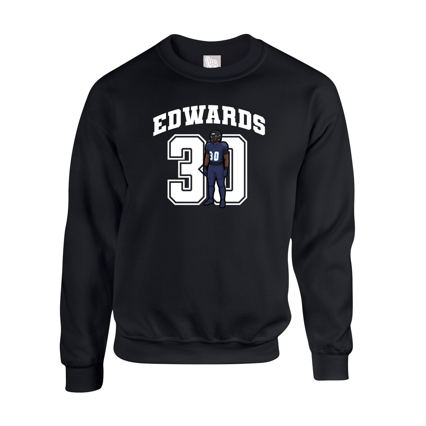 Fleece Crew — Number in Black