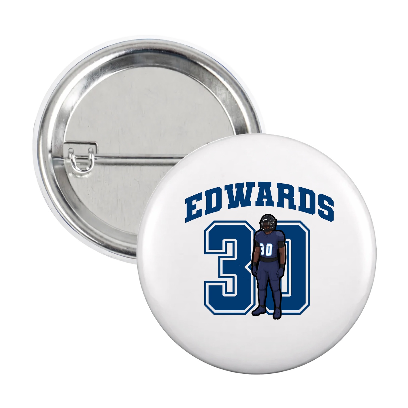 Game Day Button — Number in White