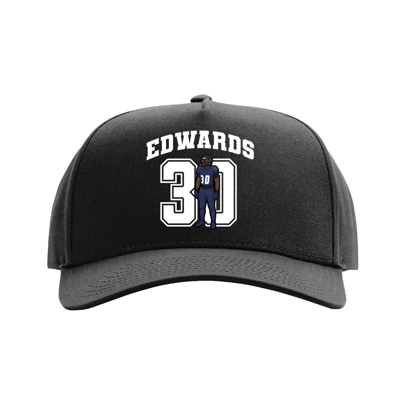Full Fabric Five-Panel Champ Cap — Number in Black