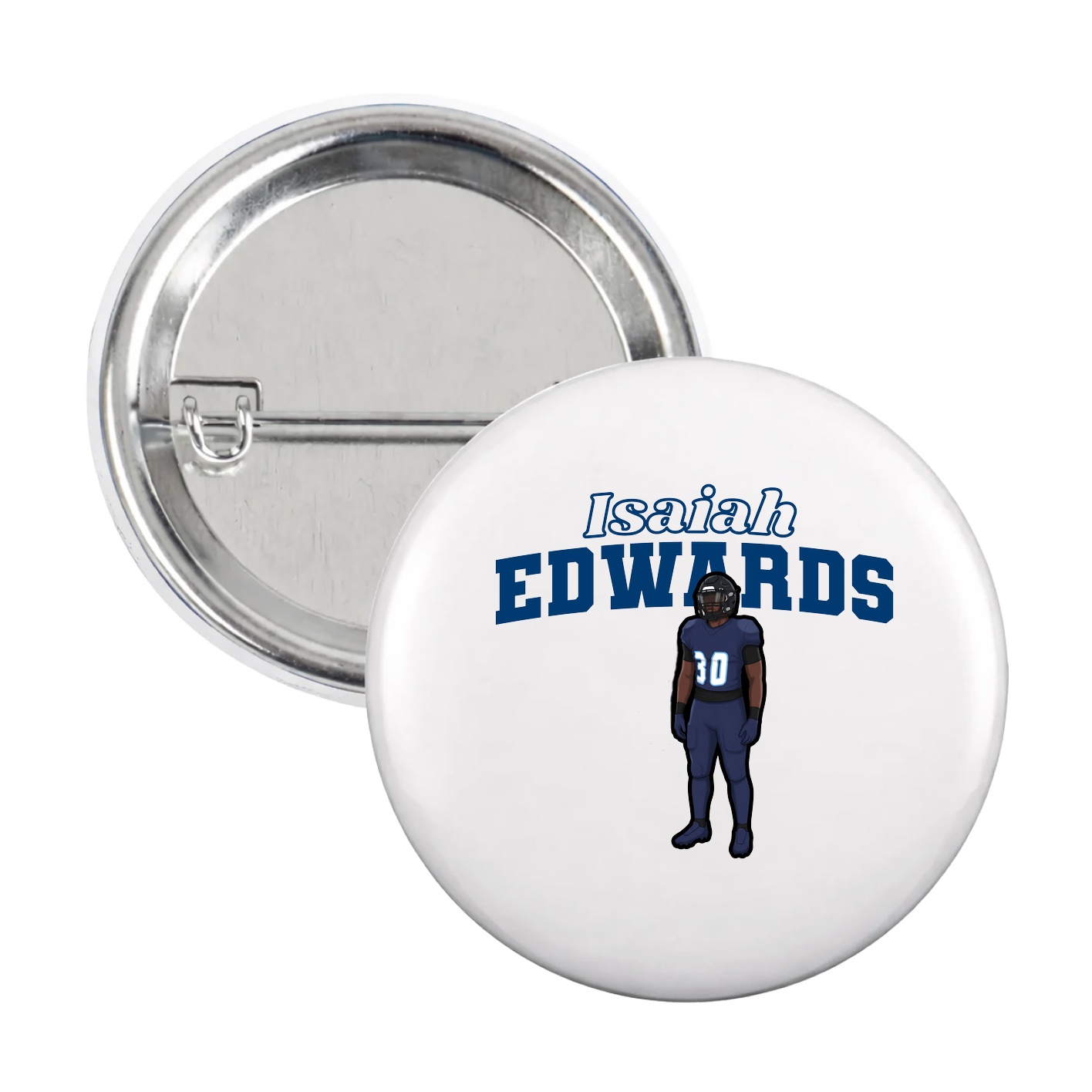 Game Day Button — Name Arch in White