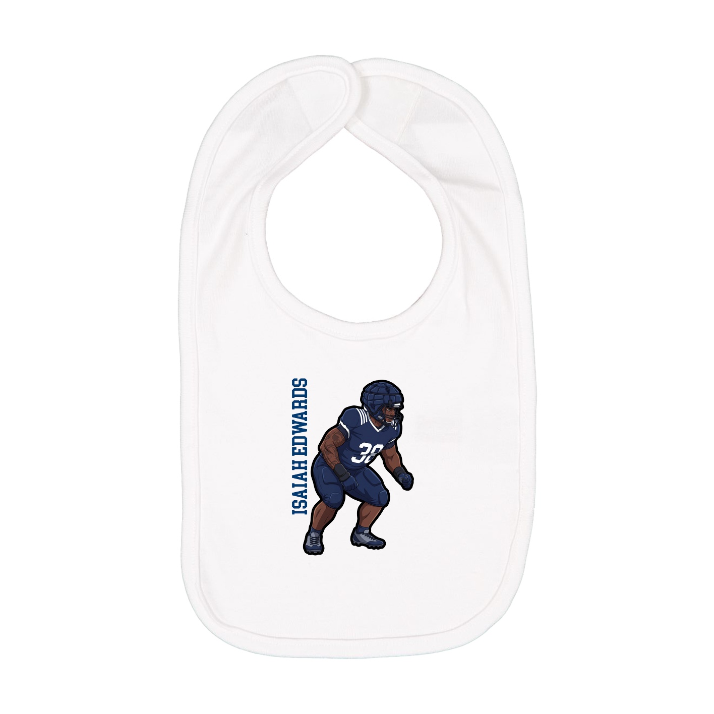 Infant Bib — Name Vertical in White