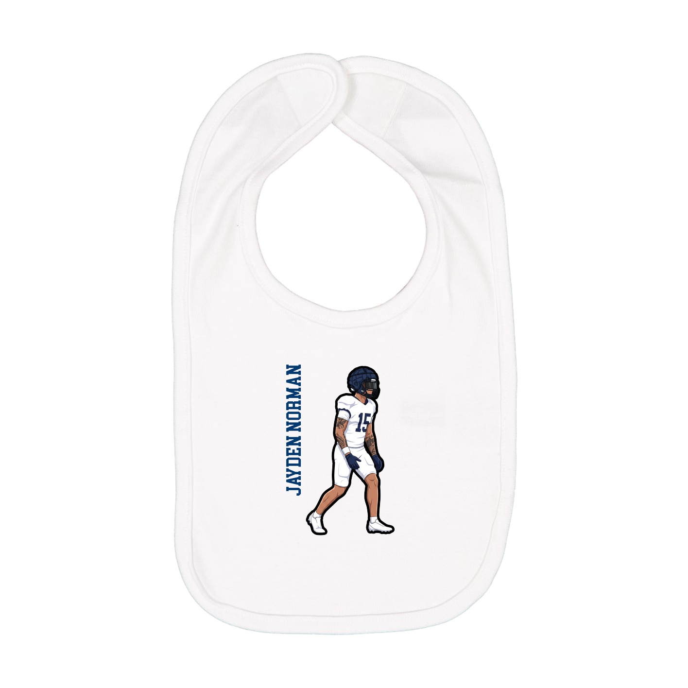 Infant Bib — Name Vertical in White