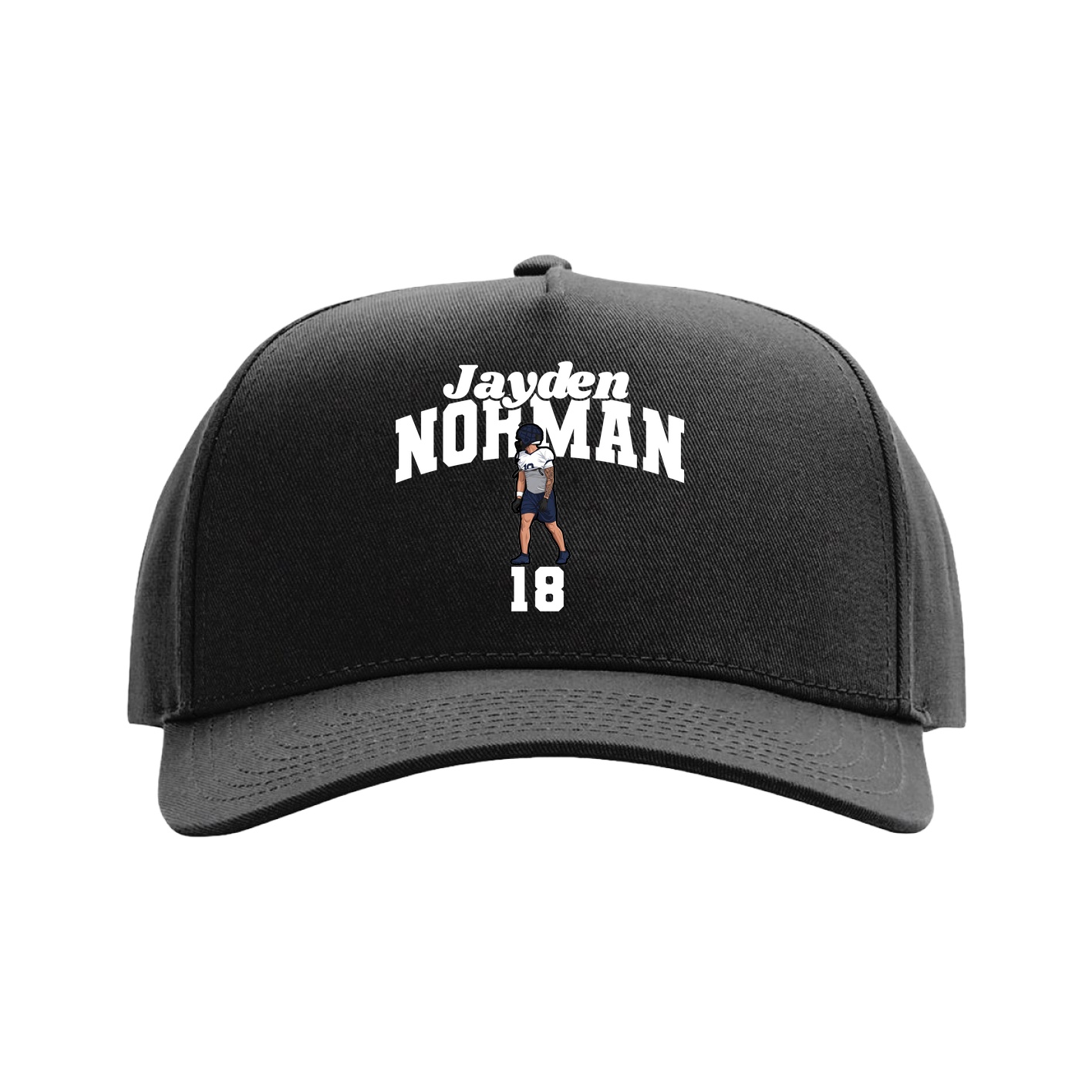 Full Fabric Five-Panel Champ Cap — Signature Arch in Black