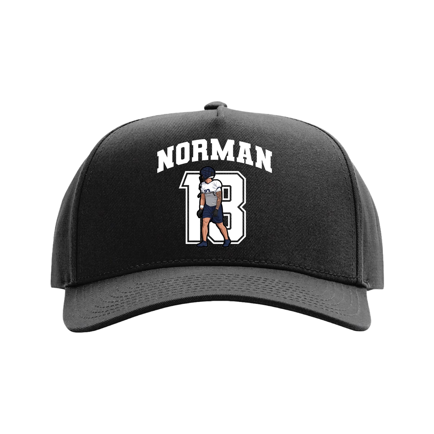Full Fabric Five-Panel Champ Cap — Number in Black