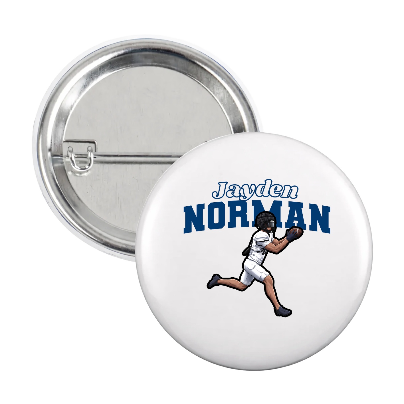 Game Day Button — Name Arch in White