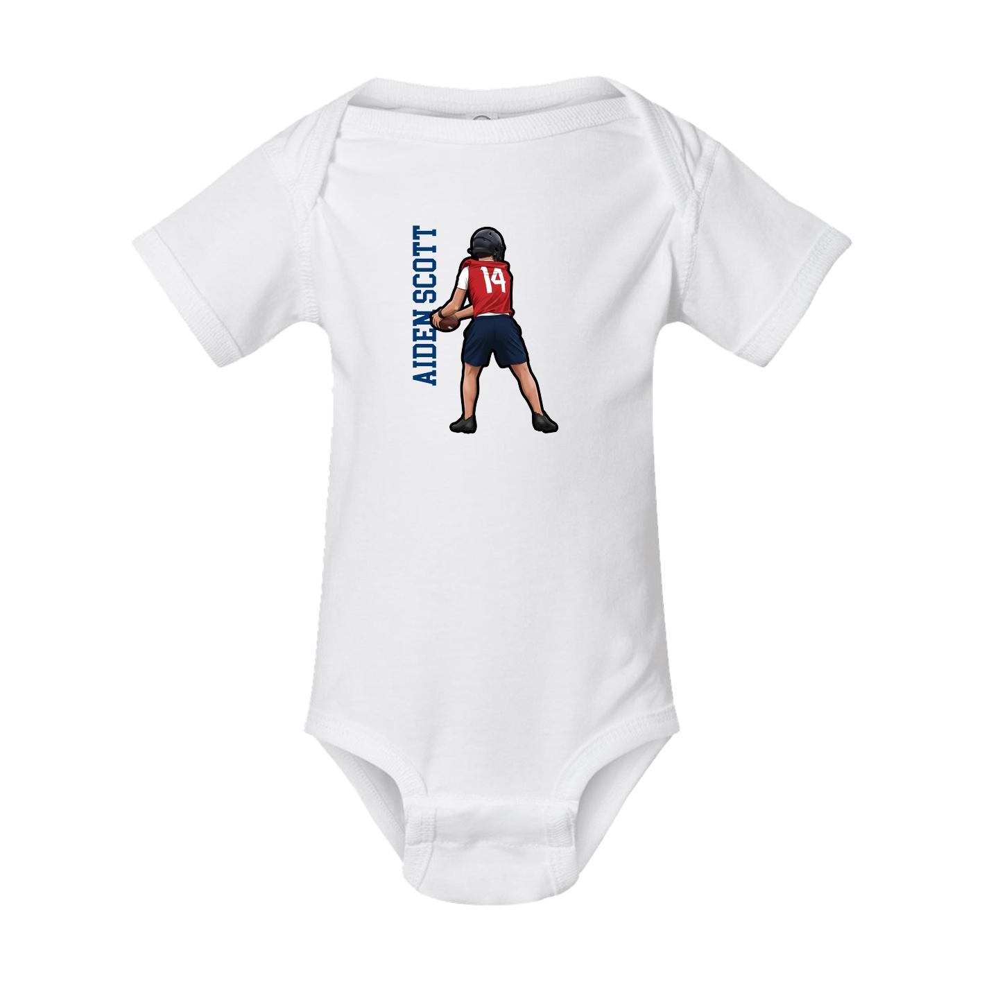 Baby Onesie — Name Vertical in White