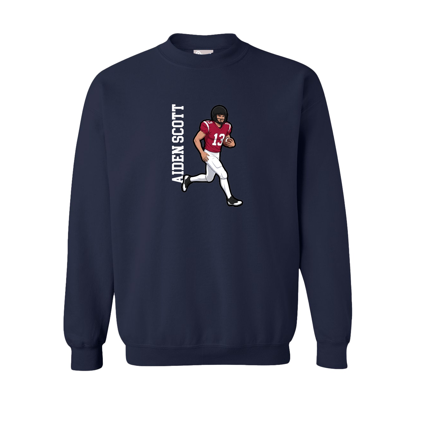 Fleece Crew — Name Vertical in Navy
