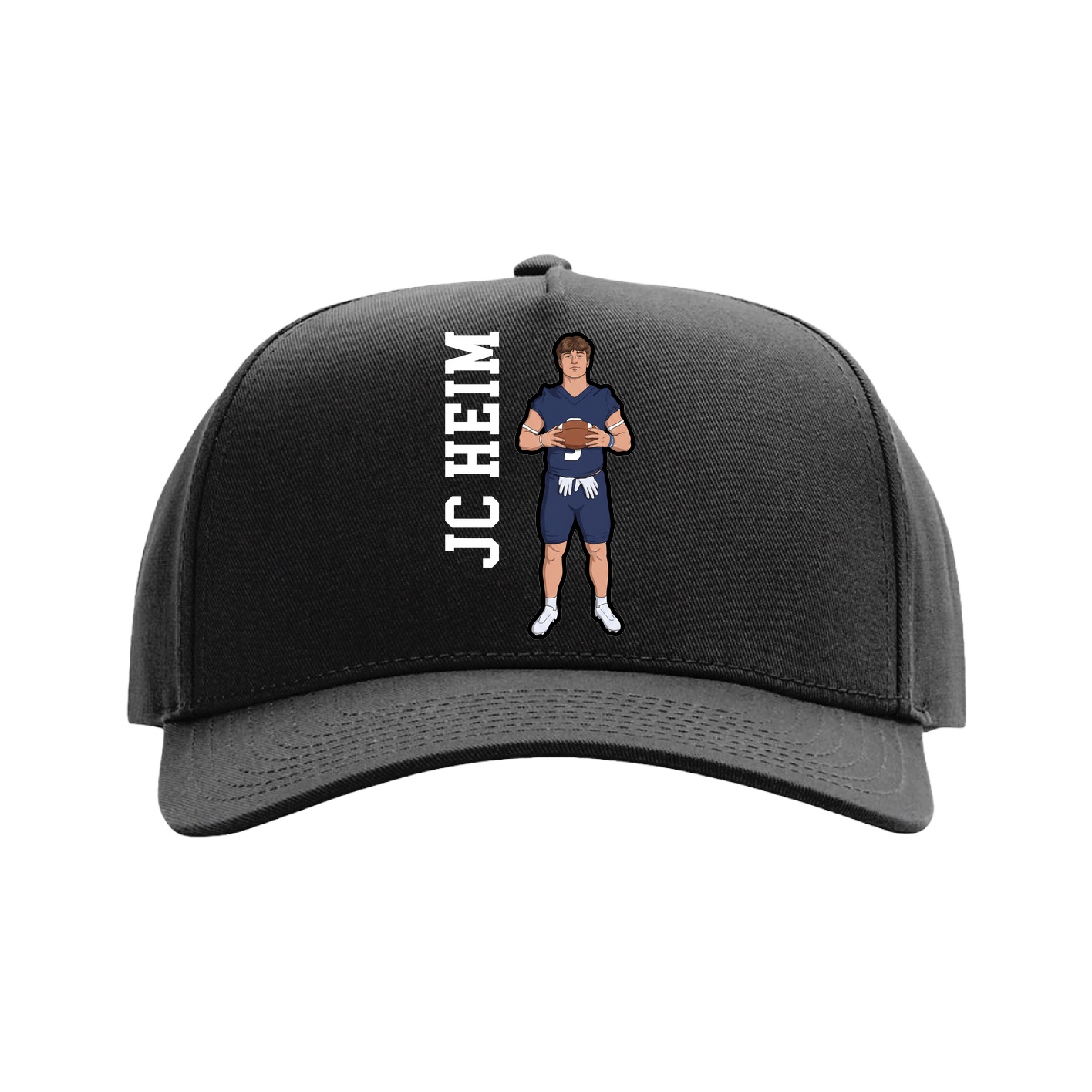 Full Fabric Five-Panel Champ Cap — Name Vertical in Black