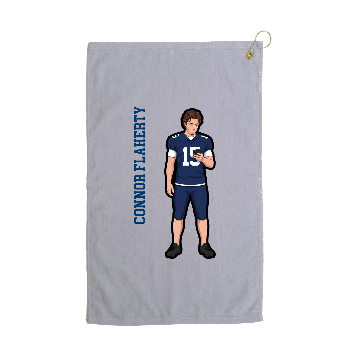 Golf Towel — Name Vertical in Grey