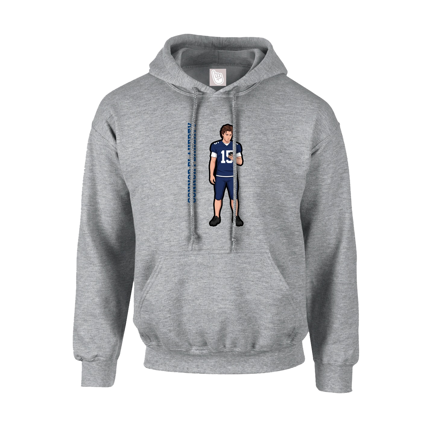 Hoodie — Name Vertical in Grey