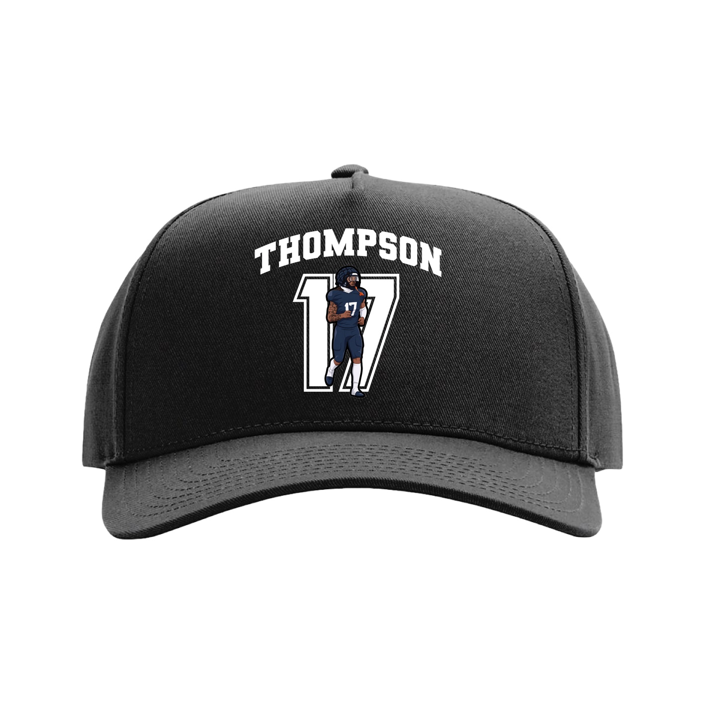 Full Fabric Five-Panel Champ Cap — Number in Black