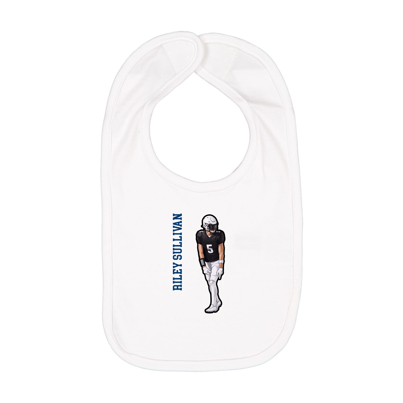 Infant Bib — Name Vertical in White