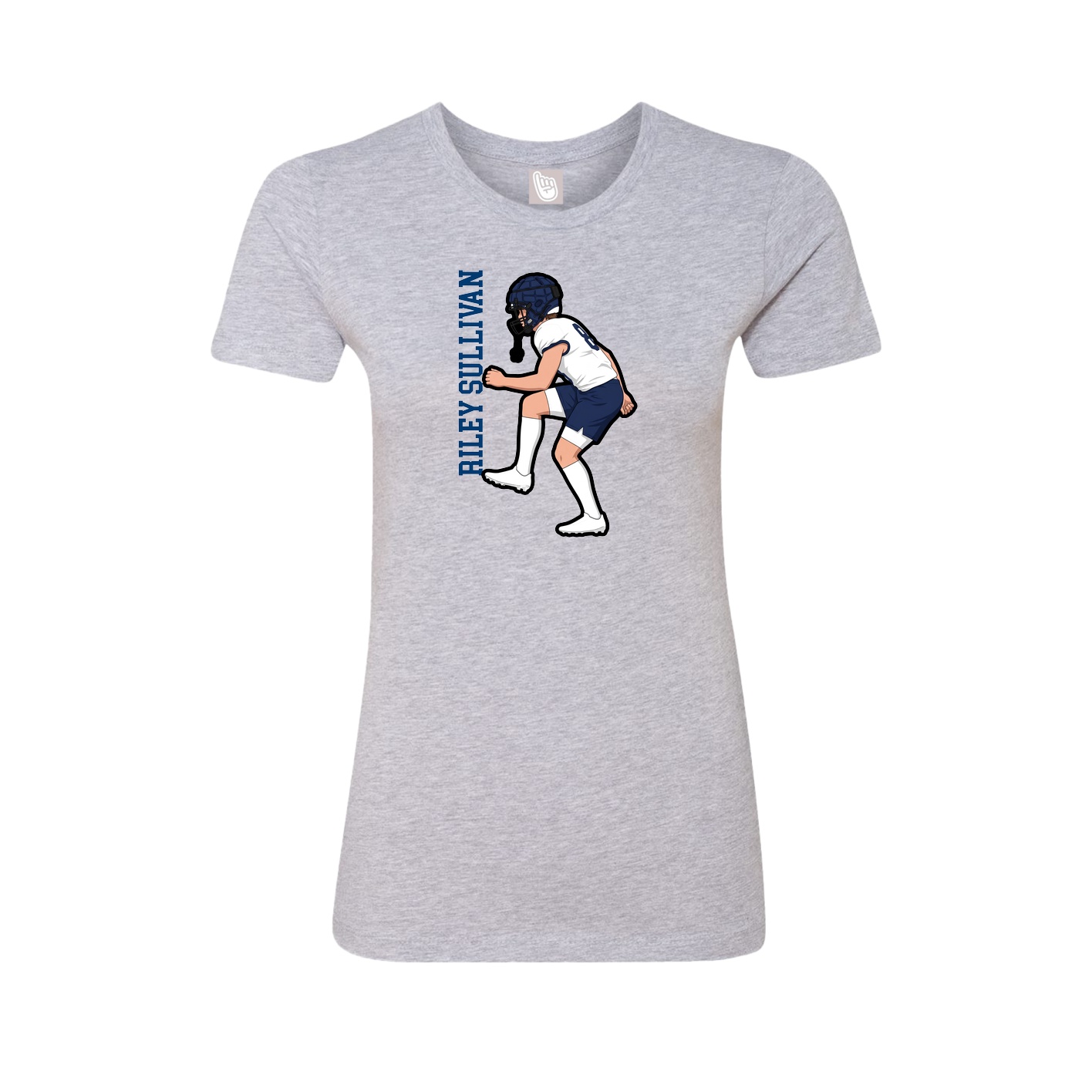 Fitted Women's Tee — Name Vertical in Grey
