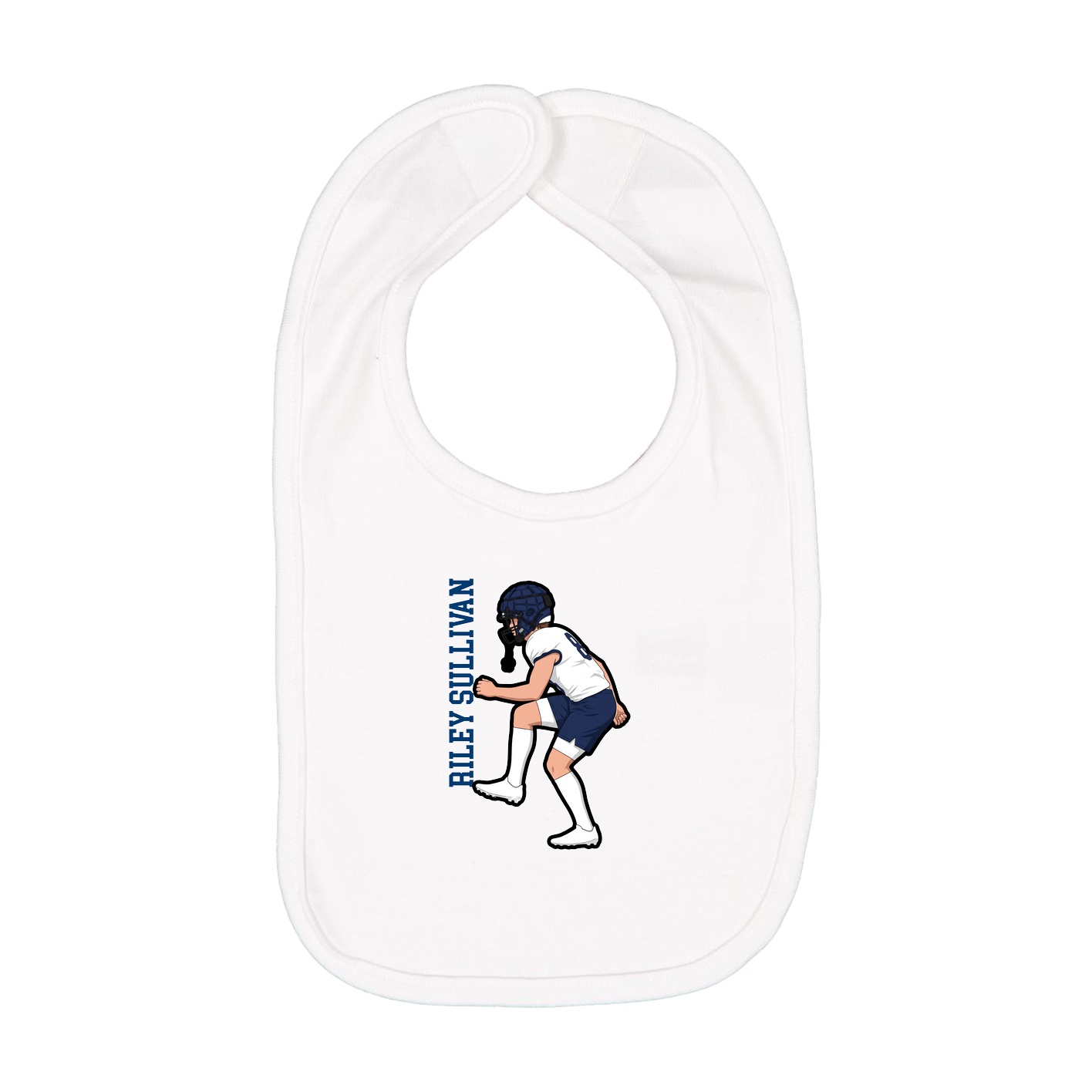 Infant Bib — Name Vertical in White