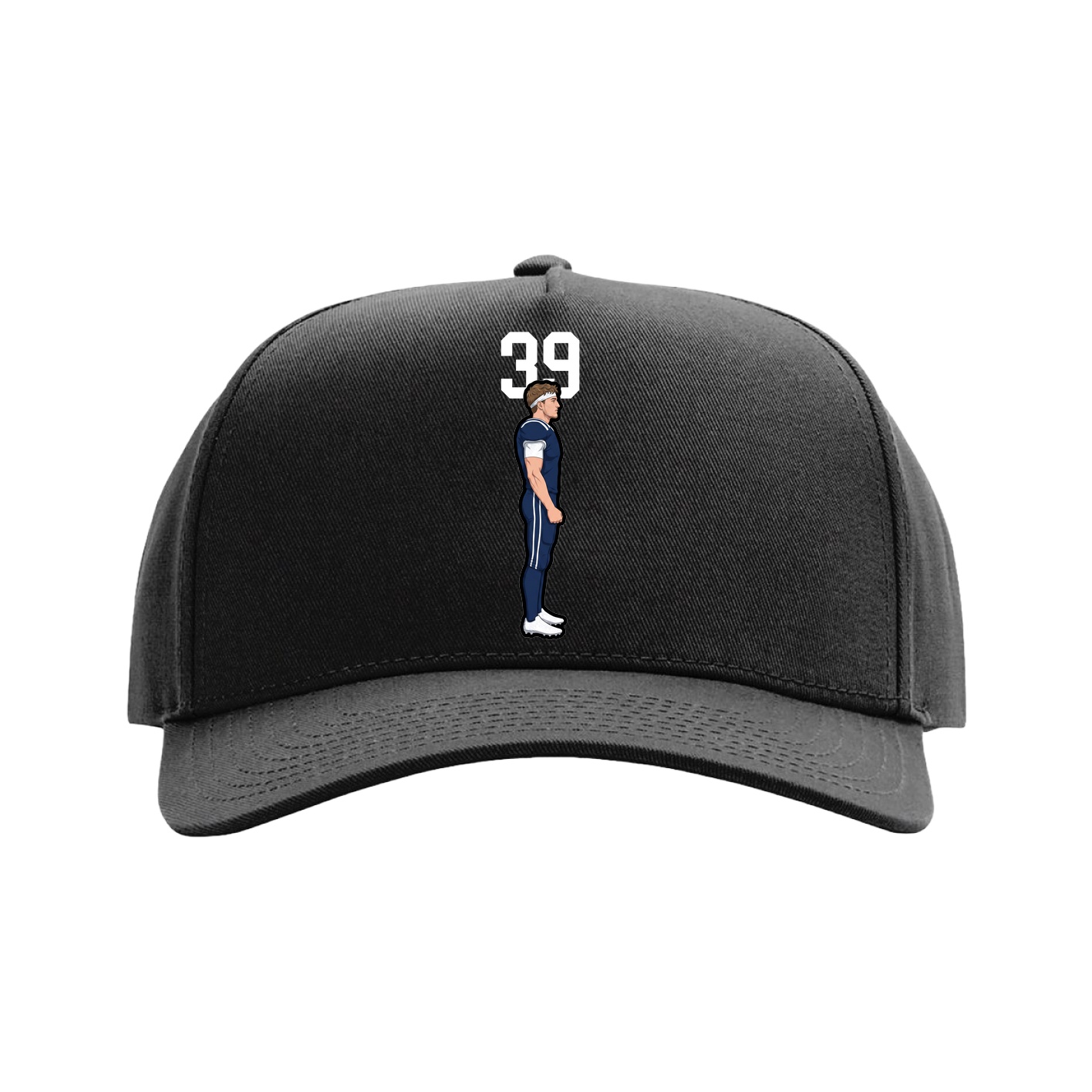 Full Fabric Five-Panel Champ Cap — Number Top in Black