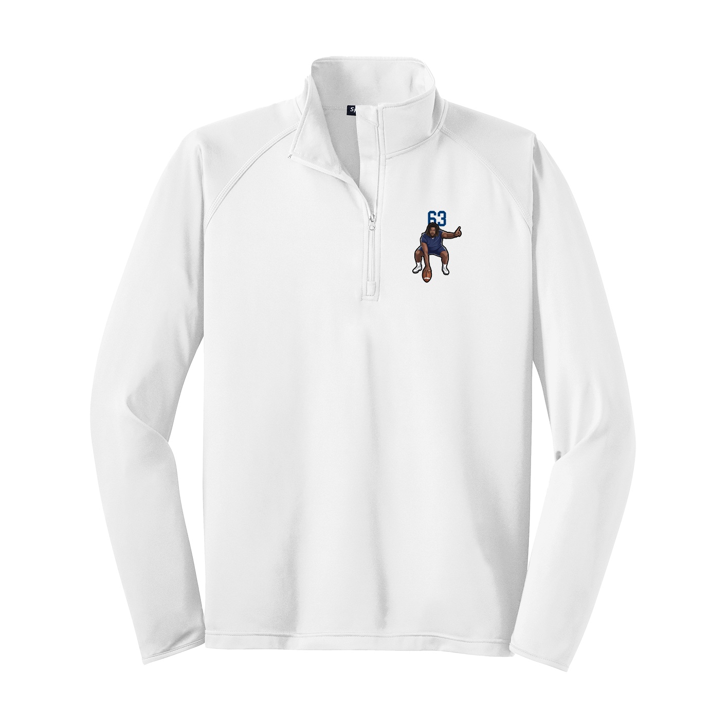 Q-Zip Pullover — Number Top in White